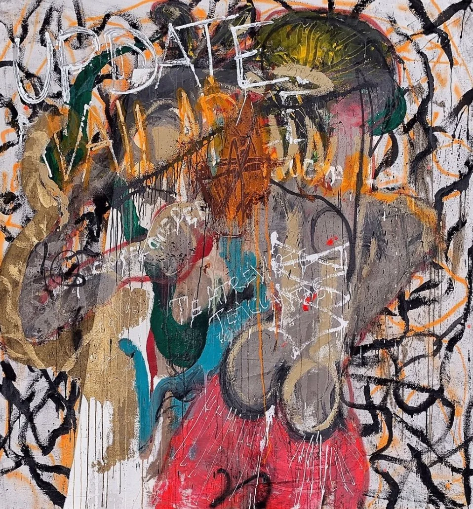 Elsoldelrac, Te Atreviste, te Aguantas (You Dared, You Deal with It), 2021, Acrylic, spray paint, syrup, solid paint, white-out on raw canvas, 73 x 69in, $5,000
"