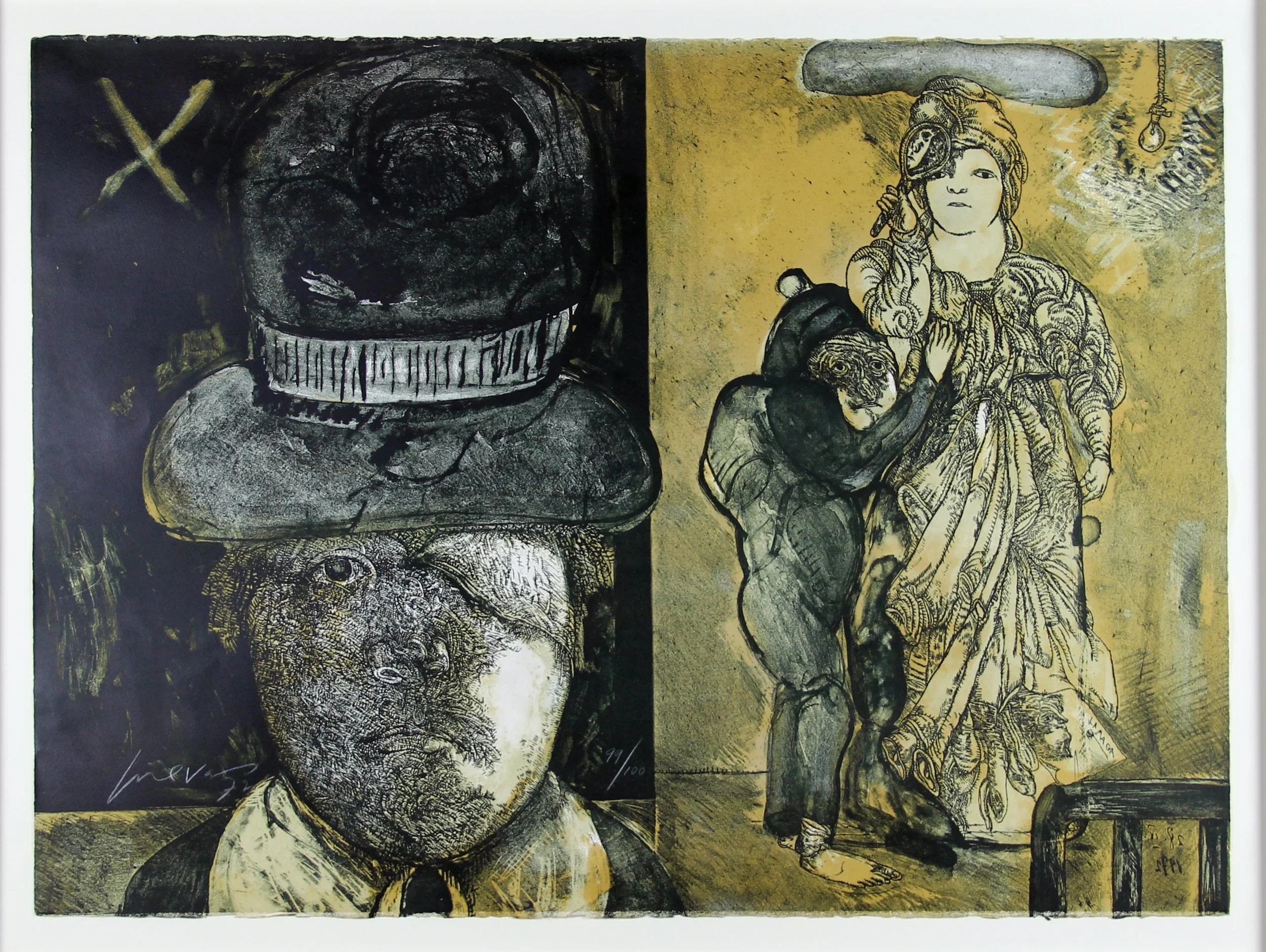 Jose Cuevas, La Maja (The Sorceress), 99/100, 1972, lithograph, 24 x 37in framed, $2,250