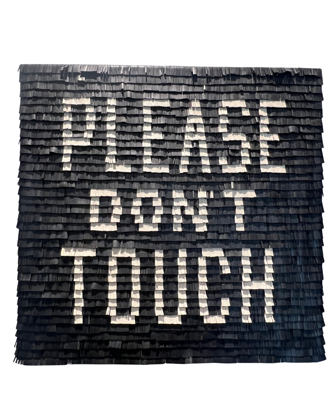 Cécilia Lusven, Please Don’t Touch, 2026, 15x16 inches, Handwoven from linen, discarded bicycle inner tubes and off-cut leathers
$1,050