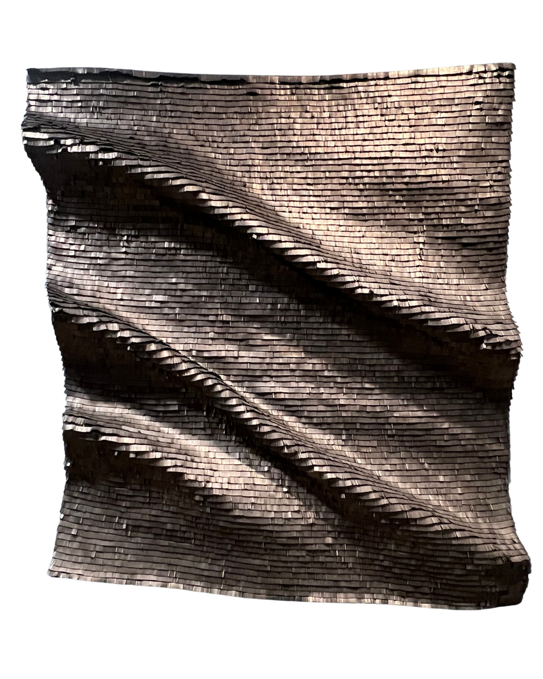 Cécilia Lusven, Drape of Noir, 2024, 38x33 inches, Handwoven from linen and discarded bicycle inner tubes
$6,200