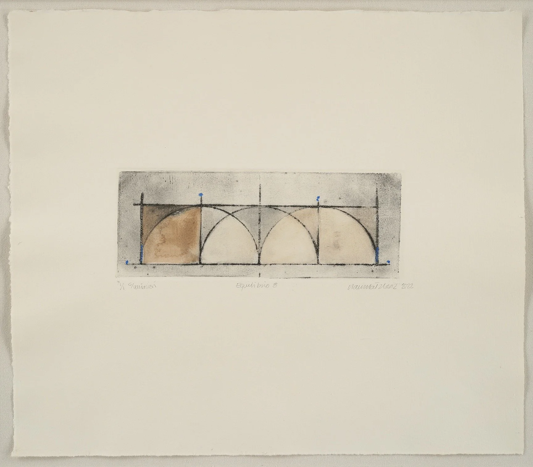 Equilibrio8(Equilibrium 8) (1/1), 2022, Monotype( etching, inkand pigments on paper)
15x18in, Framed 23x26in
$950.00