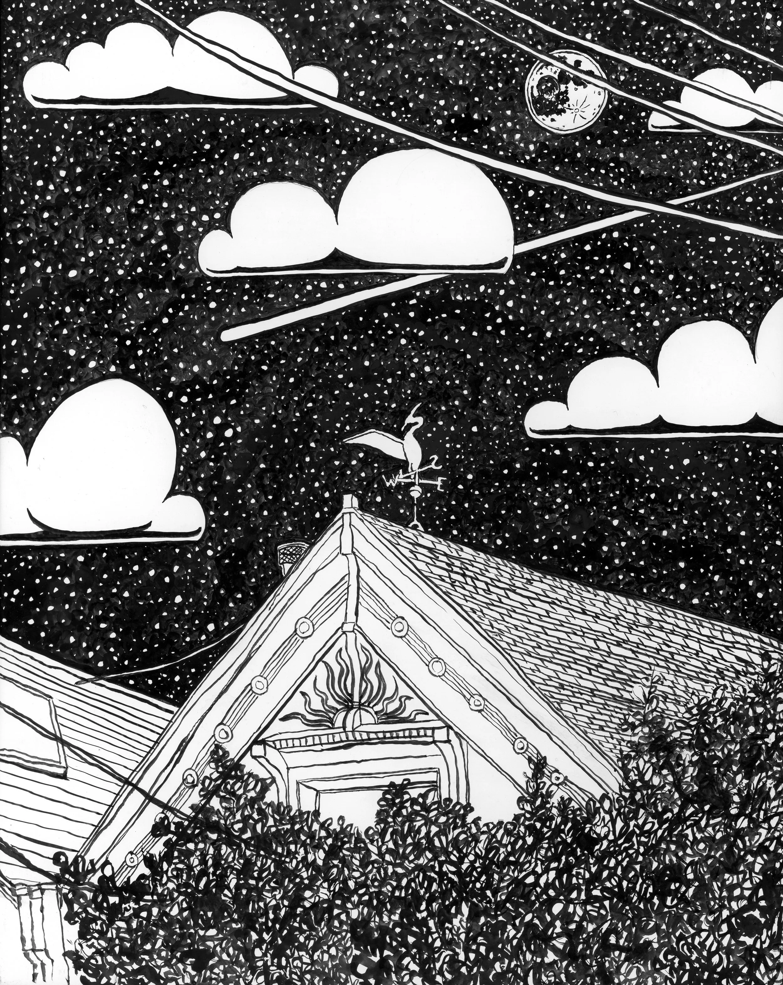 E Dyer, Everything takes forever in an instant, Dimensions: 8x10”, Medium: brush and ink on wood panel, Year: 2025
 
Price: $400