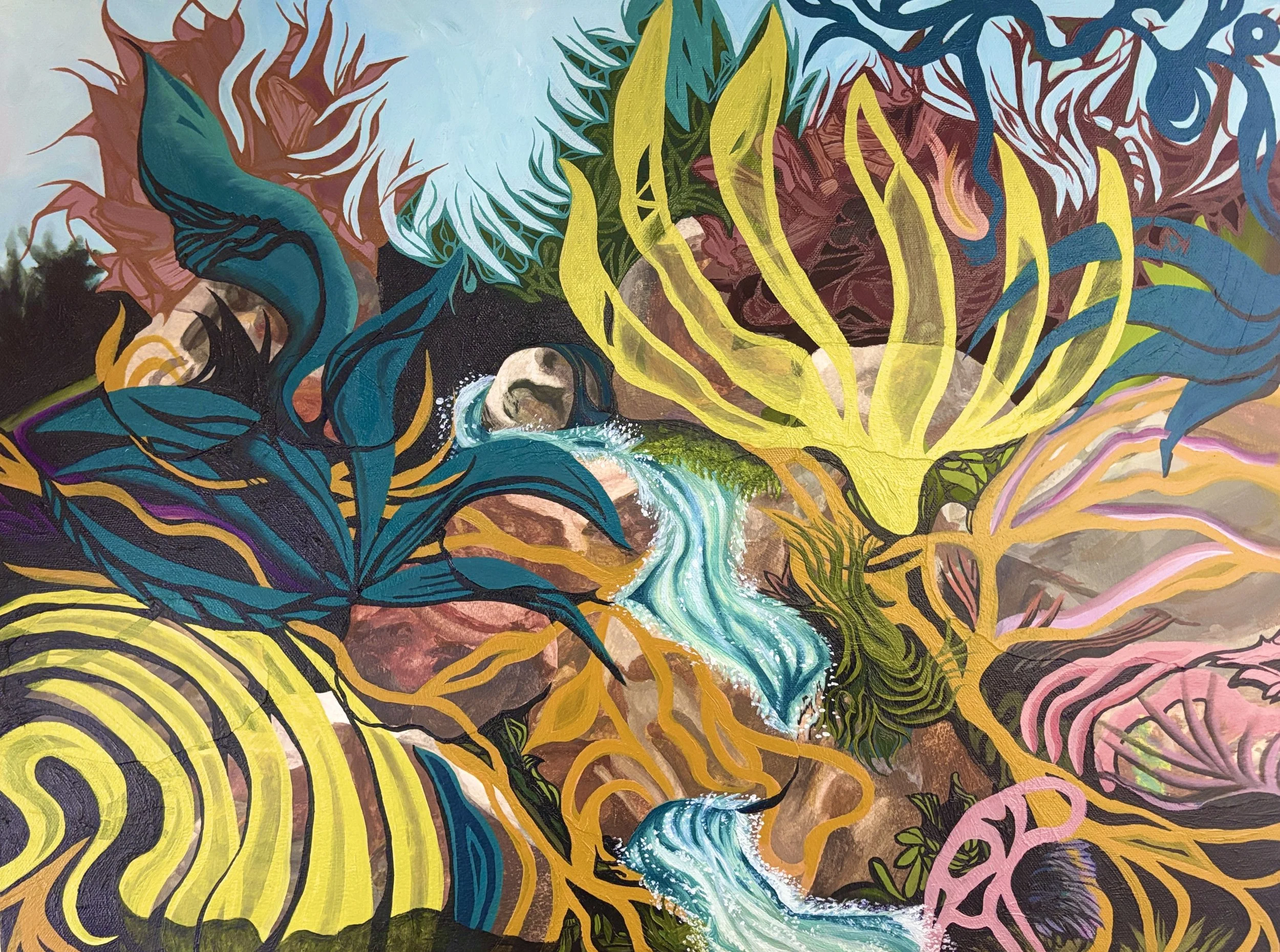 Asawa's Garden in Dayglow, Watercolor on paper and oil on canvas, 18 x 24 in., 2026
$1,500