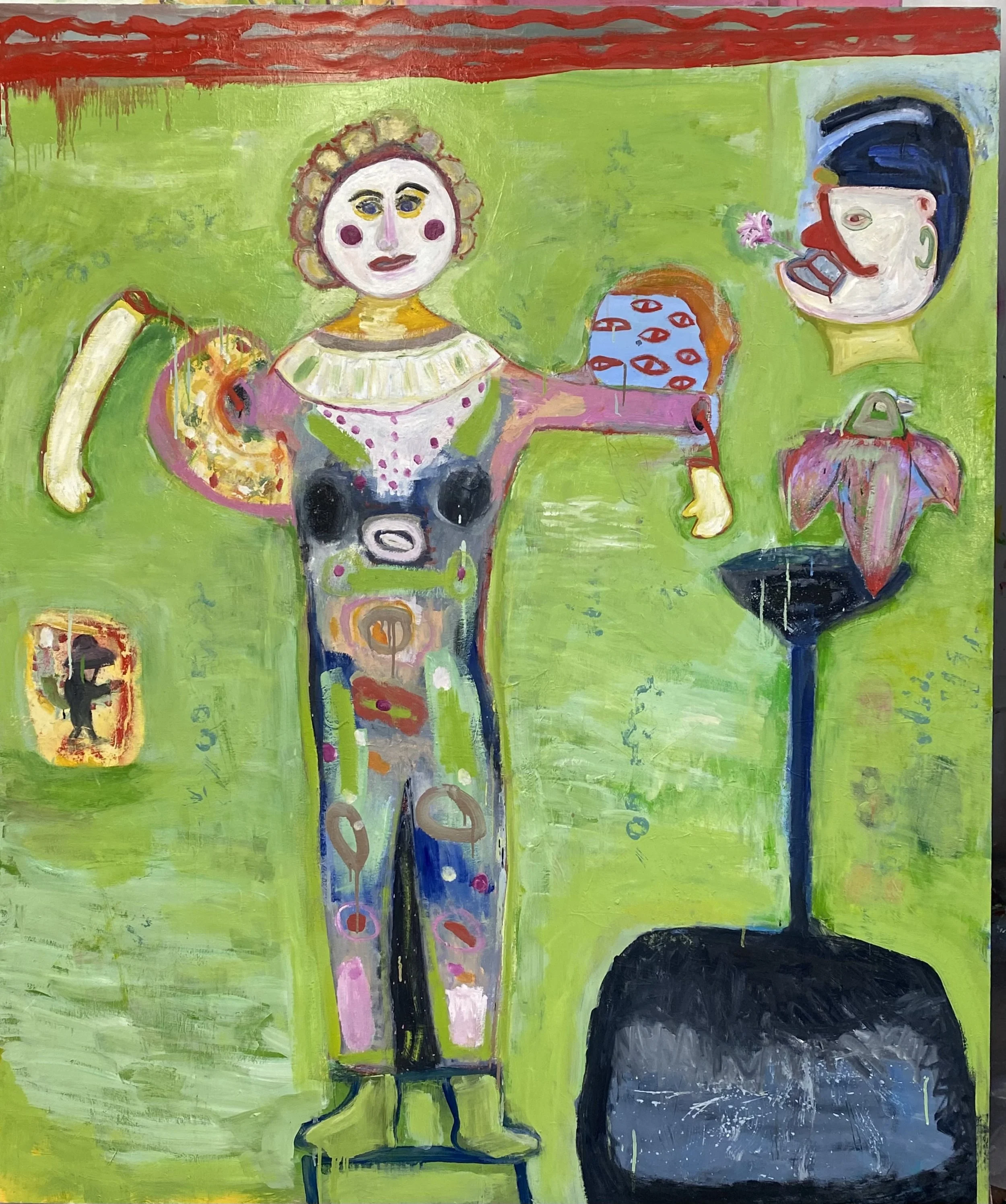 Puppet with Green, 2024, Oil on Canvas, 72 x 60"