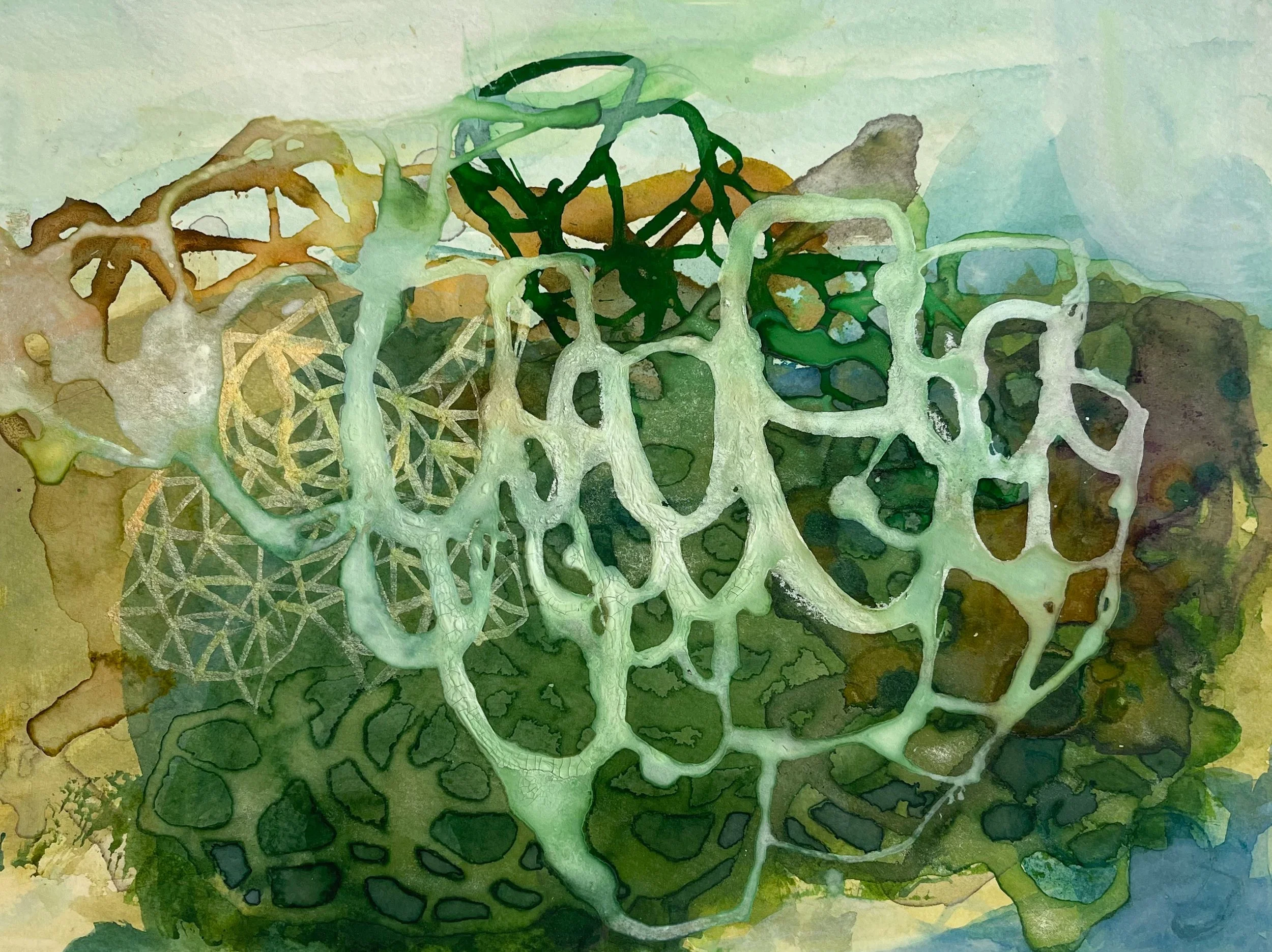 Botanical Experiment #2, 2025, Watercolor,alcoholand acrylic inks on paper
9x12in
$950