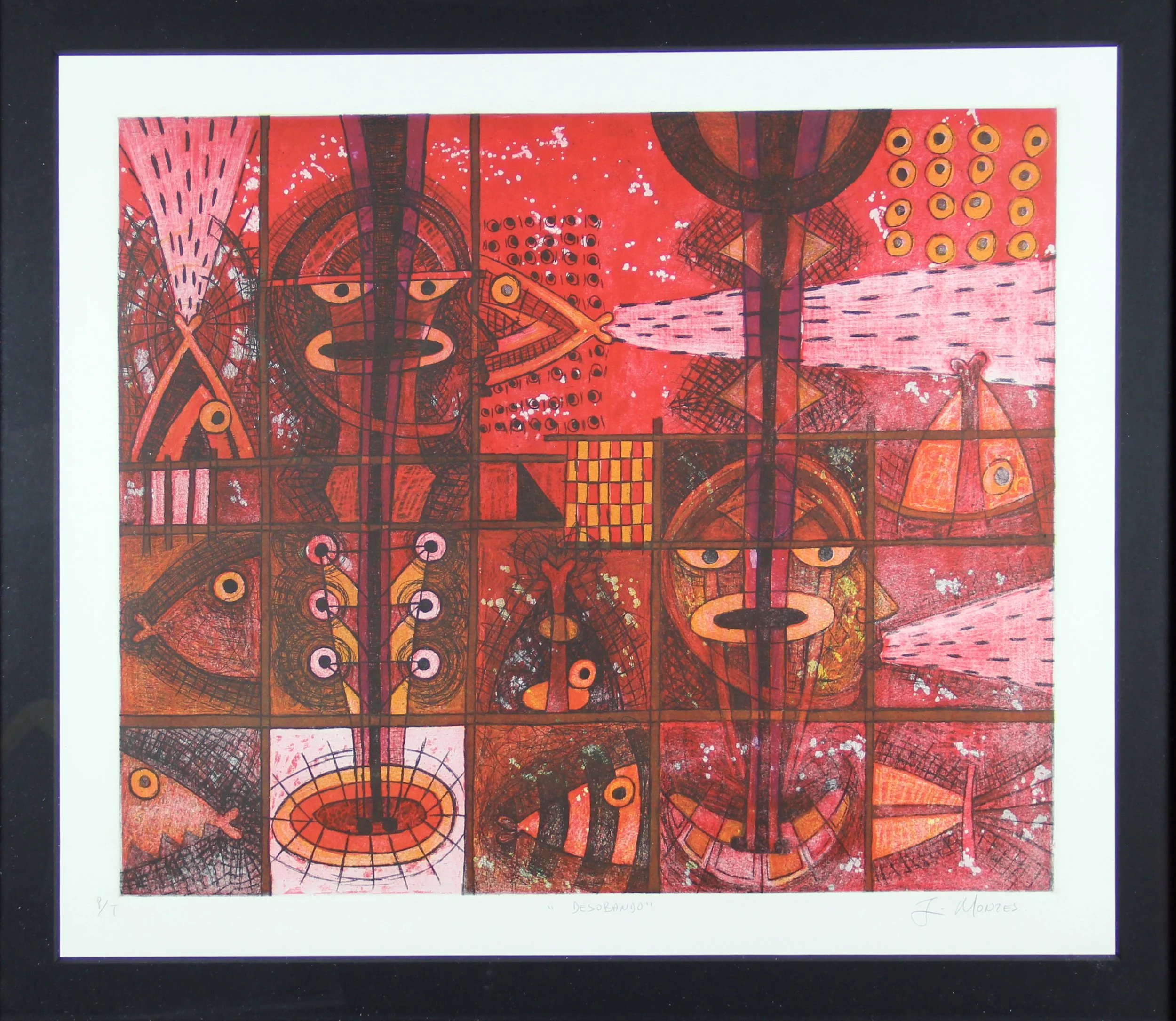 Israel Montes, Desobando, PT, 2010, 	etching & aquatint, 29 x 32in framed, $950