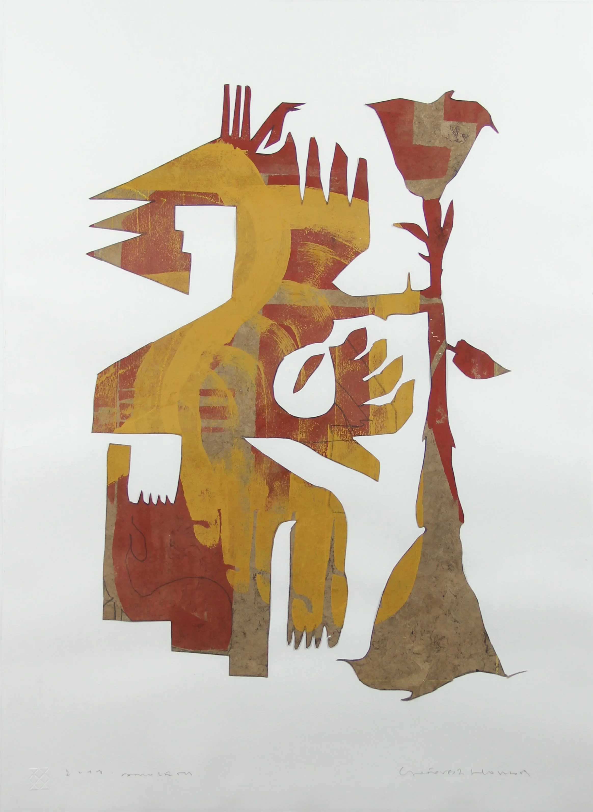 Sergio Chavez Hollar, Amuleto, 2017, amate paper cutout, 36 x 26in framed, $850