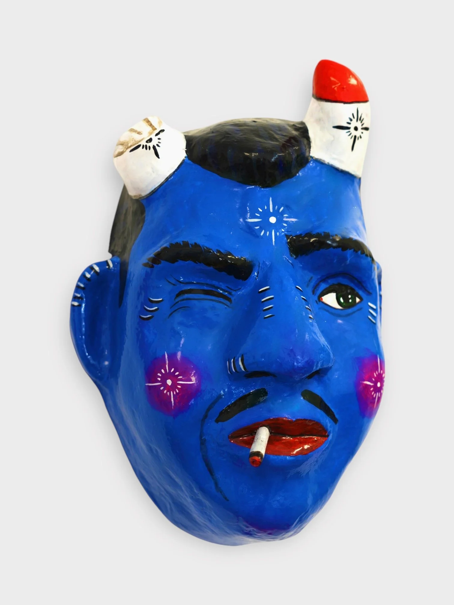 The Guy Across the Bar, 2024, Paper Mache, Acrylic Paint, Artist Resin 11 x 8 x 5 in.