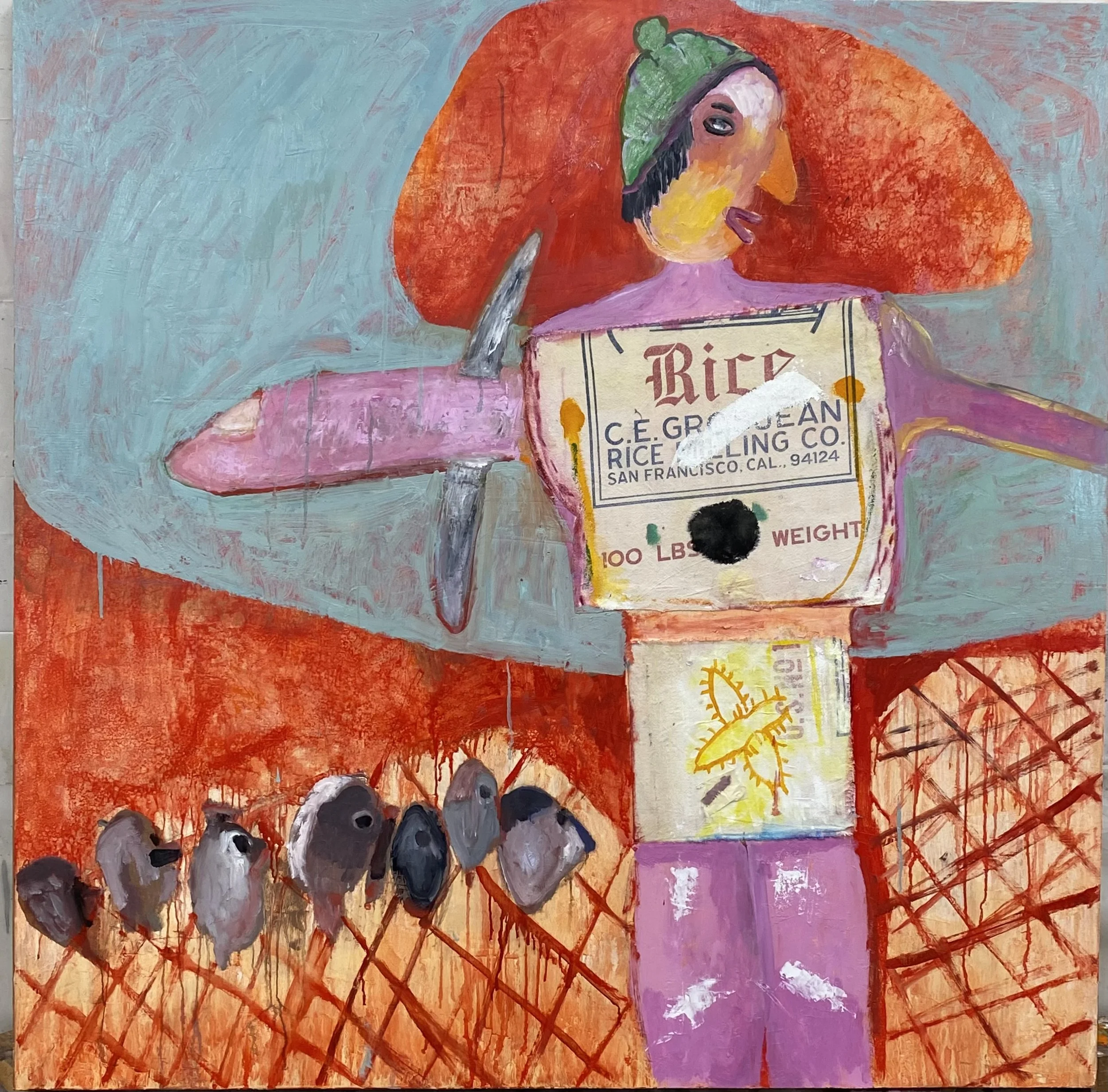 Rice Sack, 2025, Oil/Panel, 48x48",