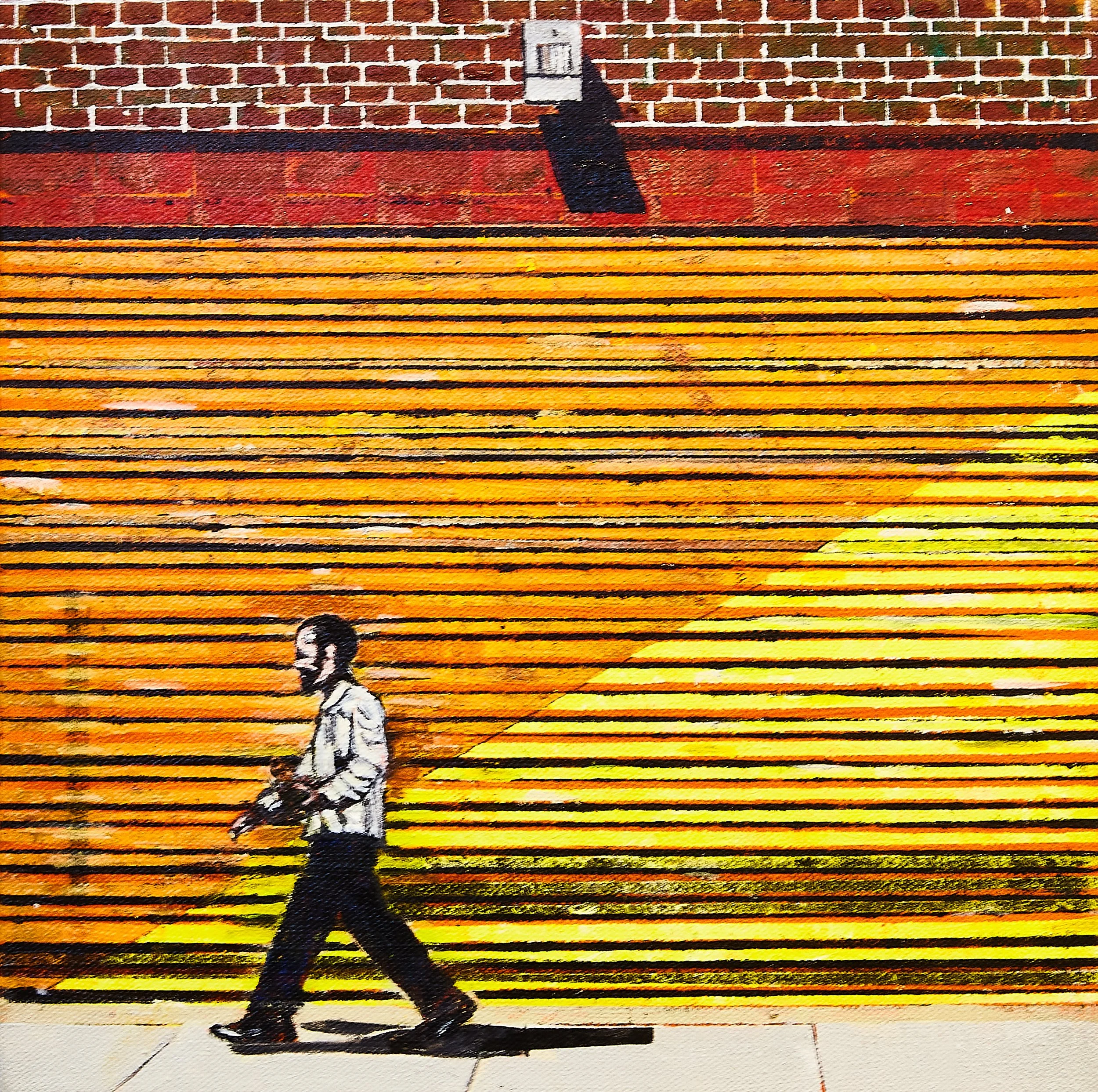 Urban Abstraction #9 - Hudson Square, New York City, 2025 Acrylic, Ink, and Pencil on Wood Panel, 12” x 12”, $1500