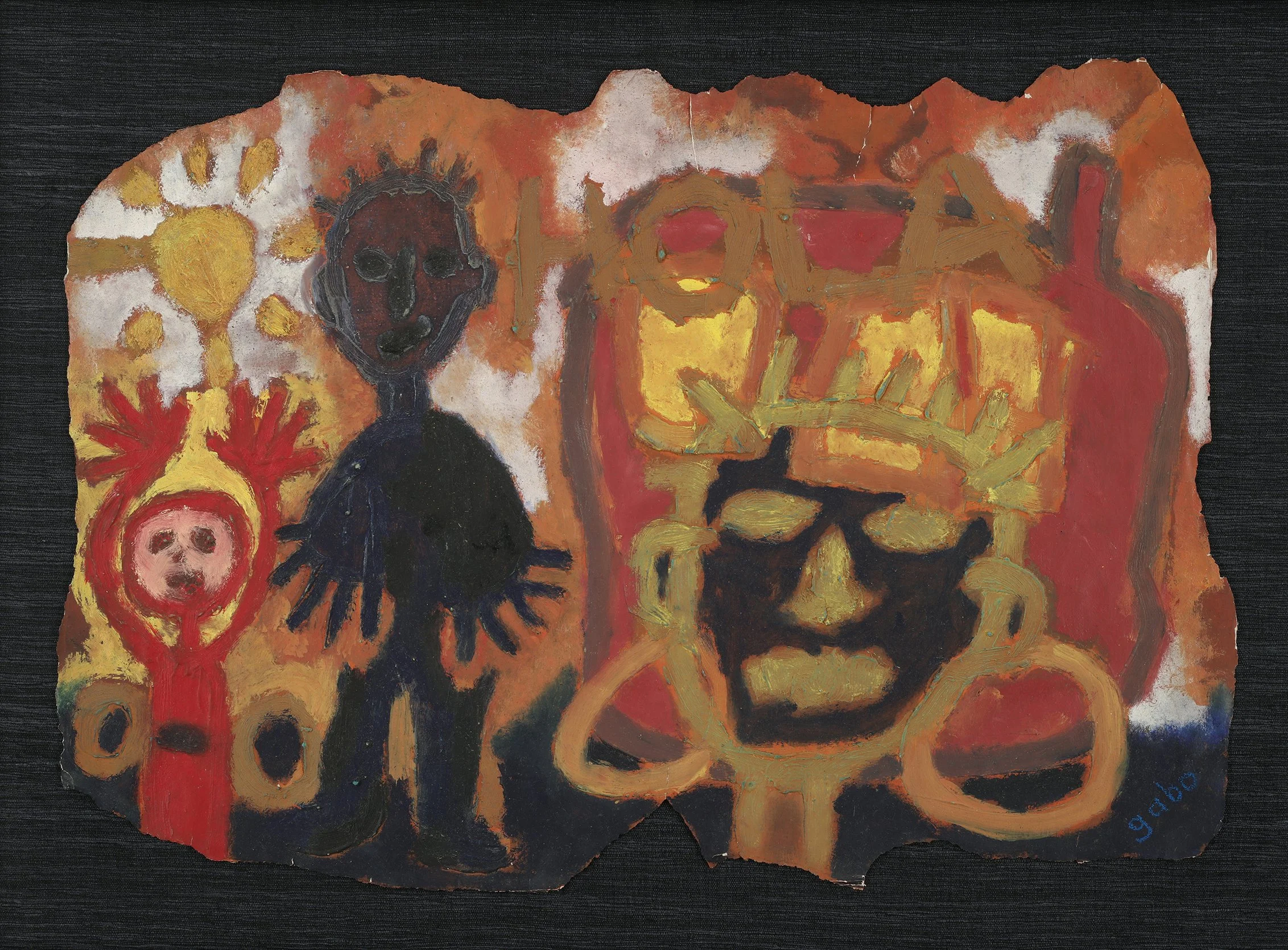 Gabriel (Gabo) Mendoza, Two Faces, 	2020	oil on paper, 25 x 34in framed, $1,200