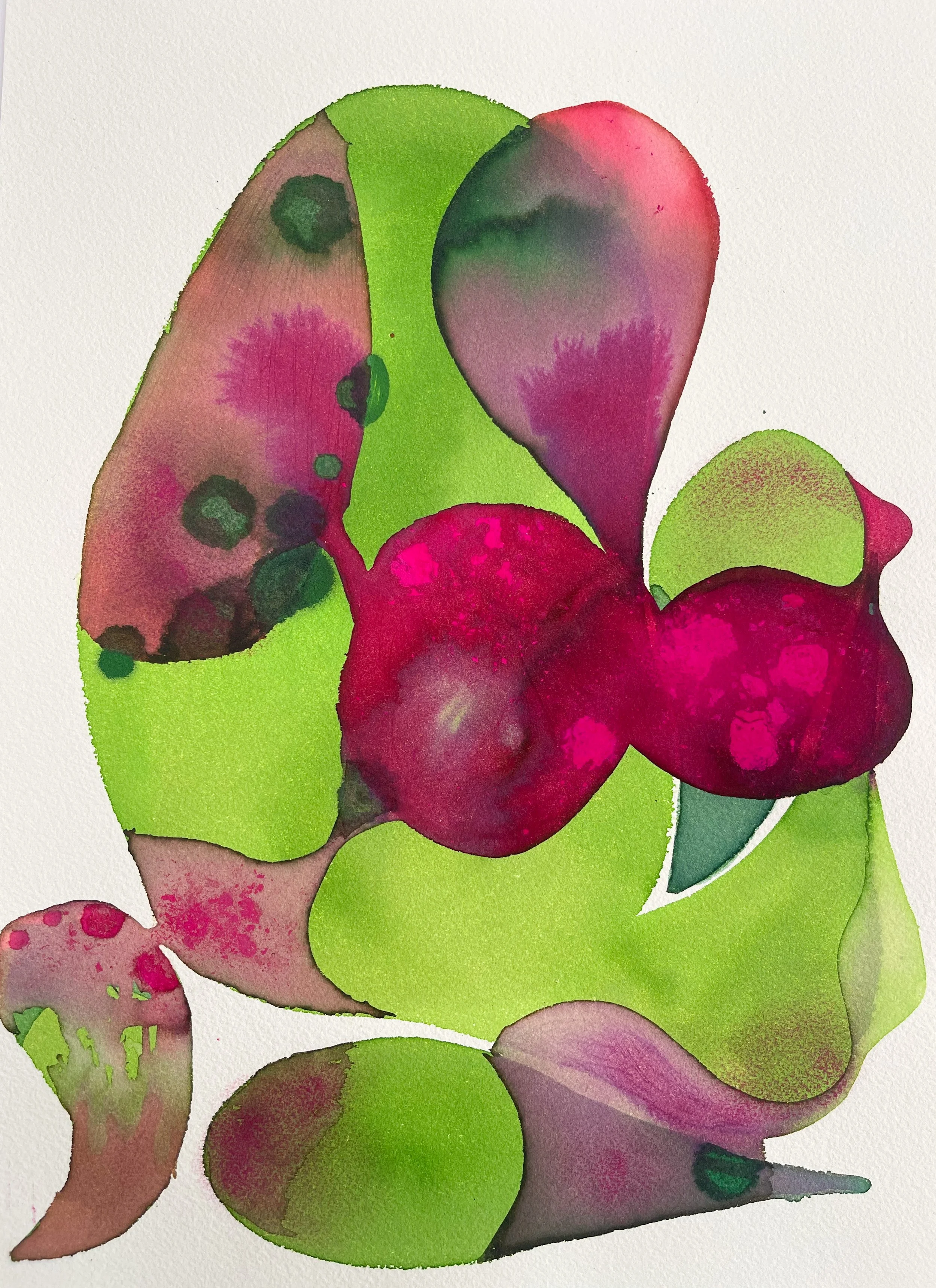 Flow, 2025, Watercolor,alcoholand acrylic inks on paper, 14x10in 
$800.00