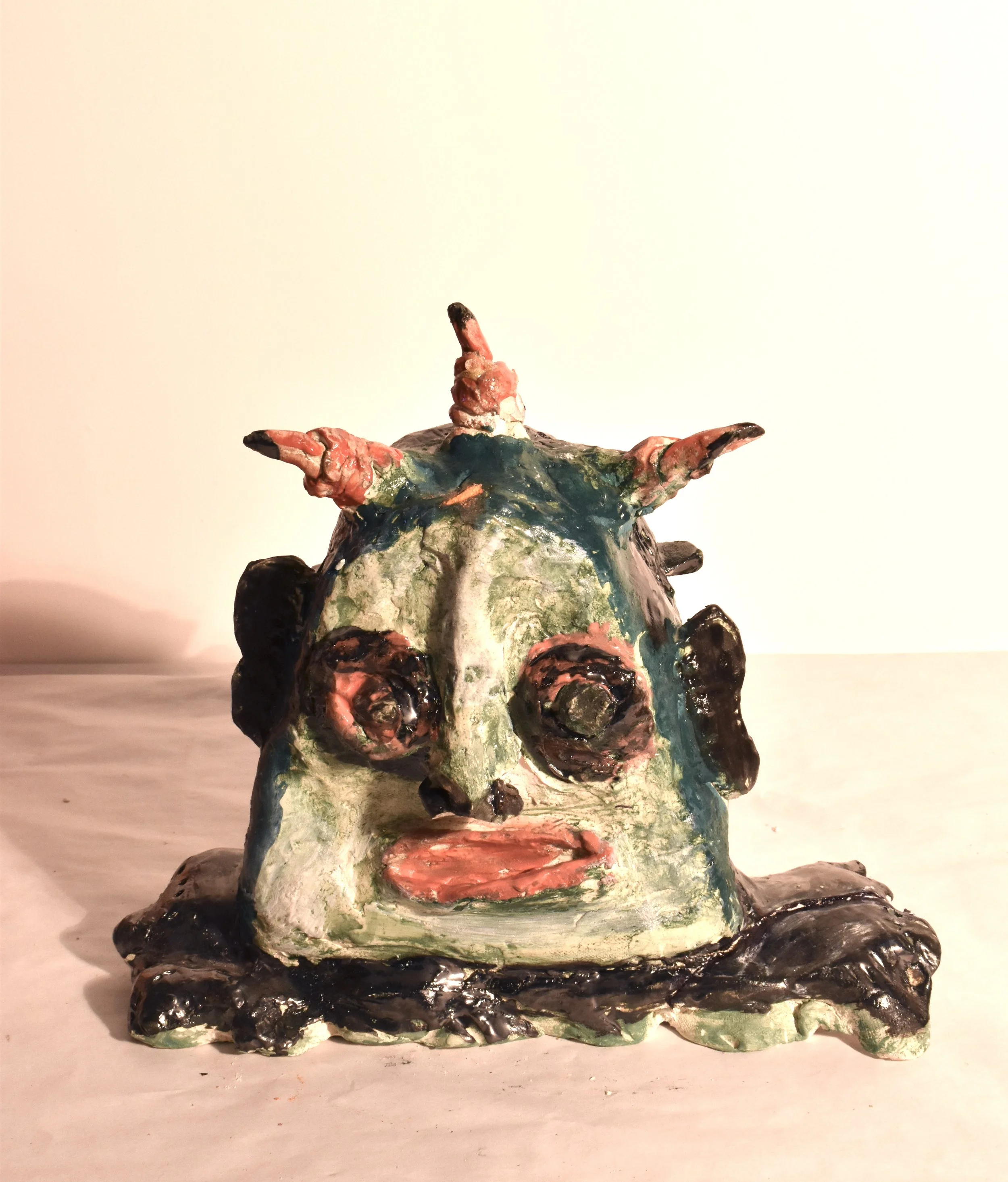 Monster with Horns, 2024, clay, 12 x 4 x 9"