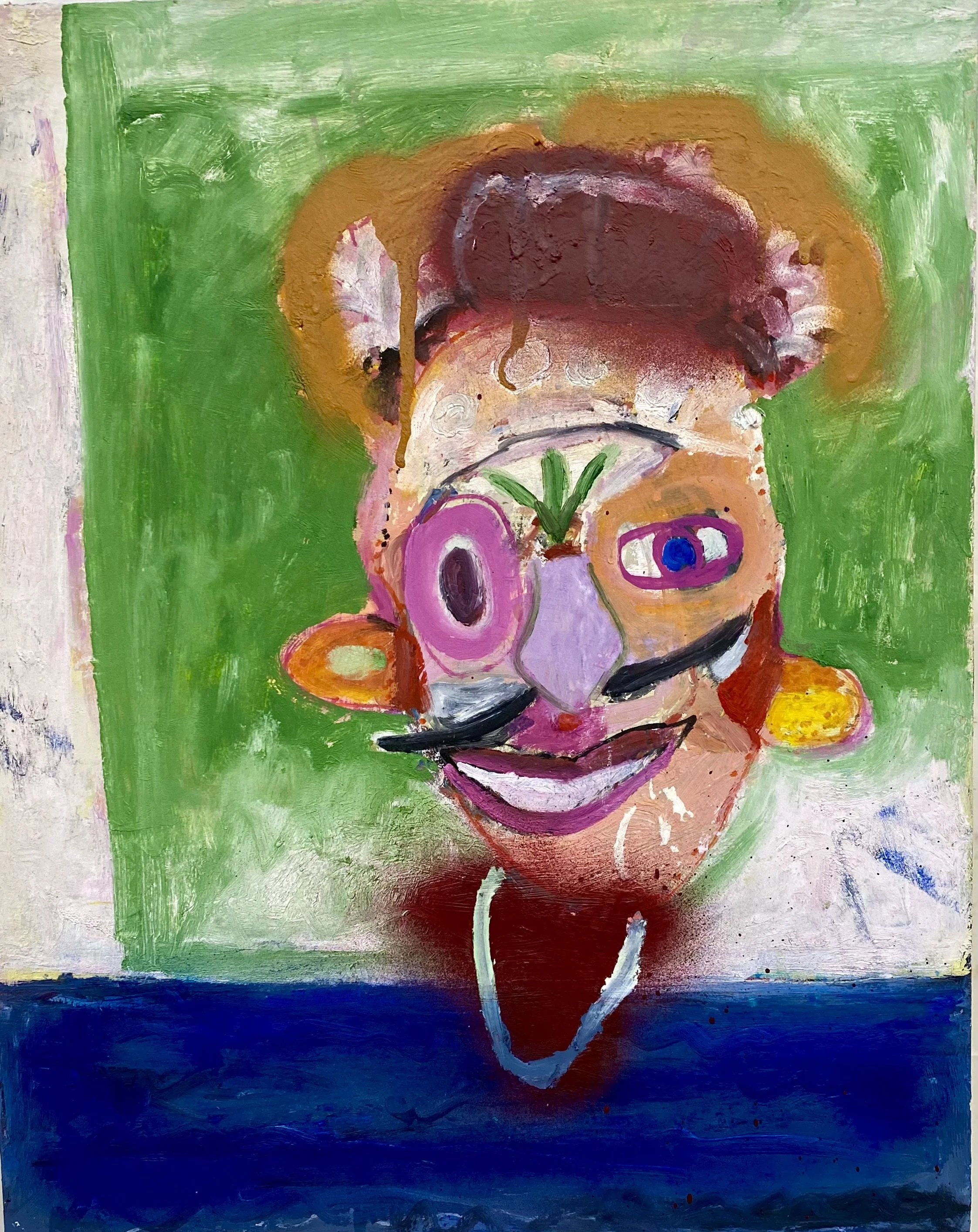 Mask Man, 2025, Oil/Panel, 20 x 16"