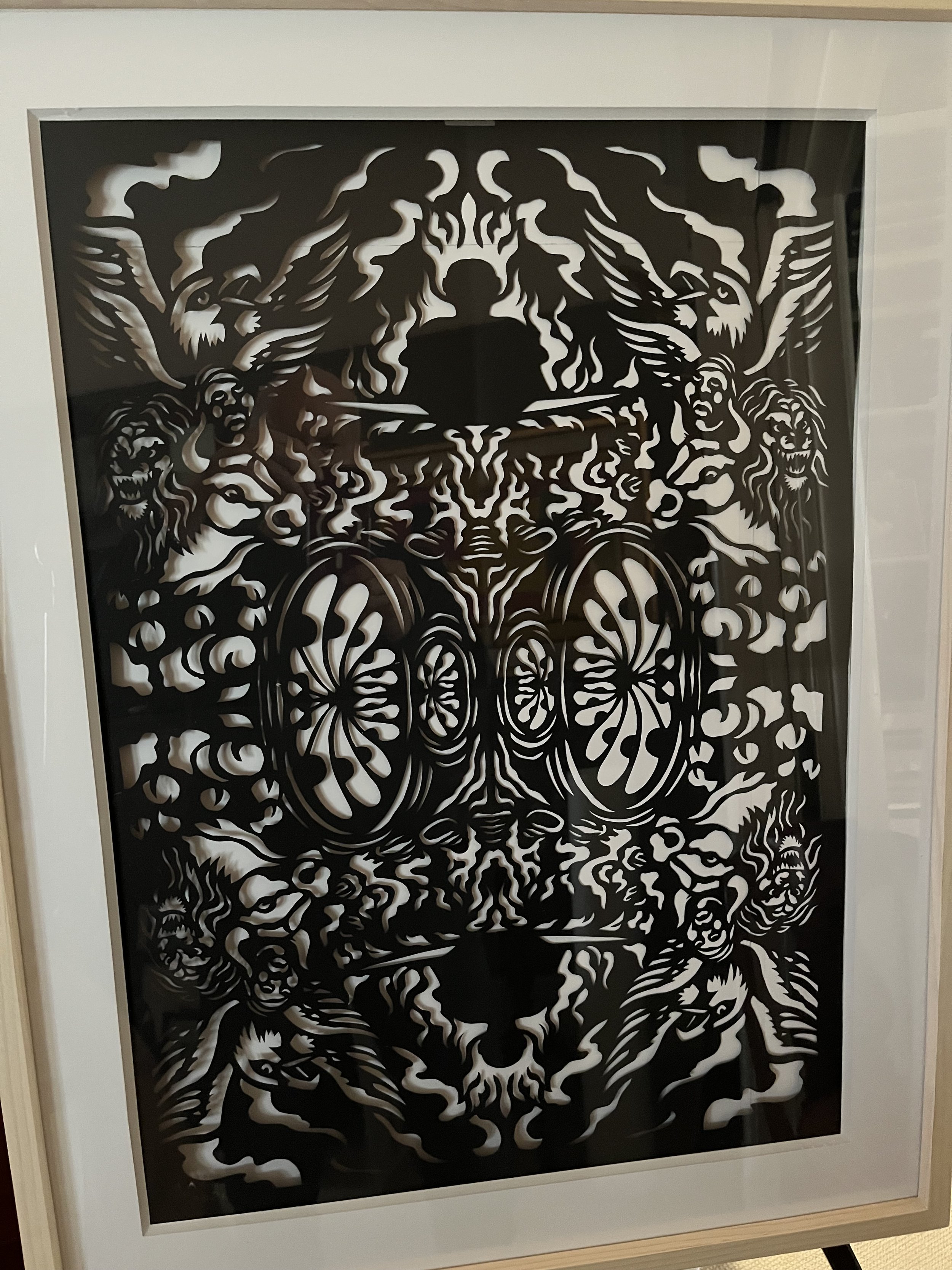 Tania Bello, El Mago (from Tarot), ca. 2020 	sgraffito paper, 34 x 26 in framed,  $750