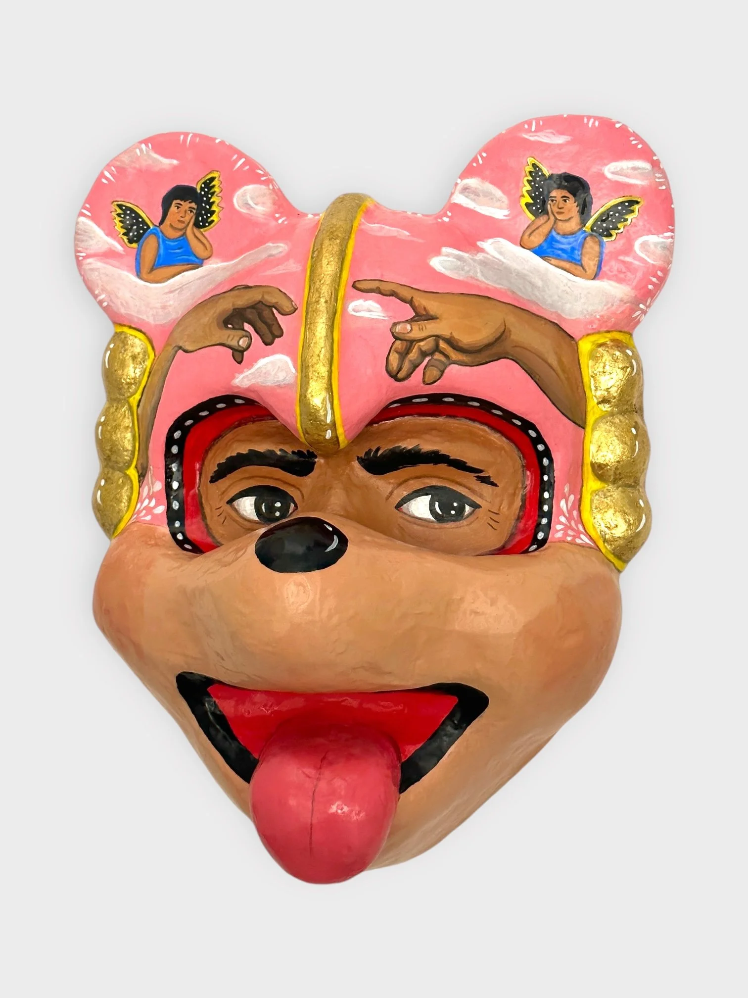 Looking for a Connection, 2023, Paper Mache, Acrylic Paint, Artist Resin 17 x 14 x 7 in.