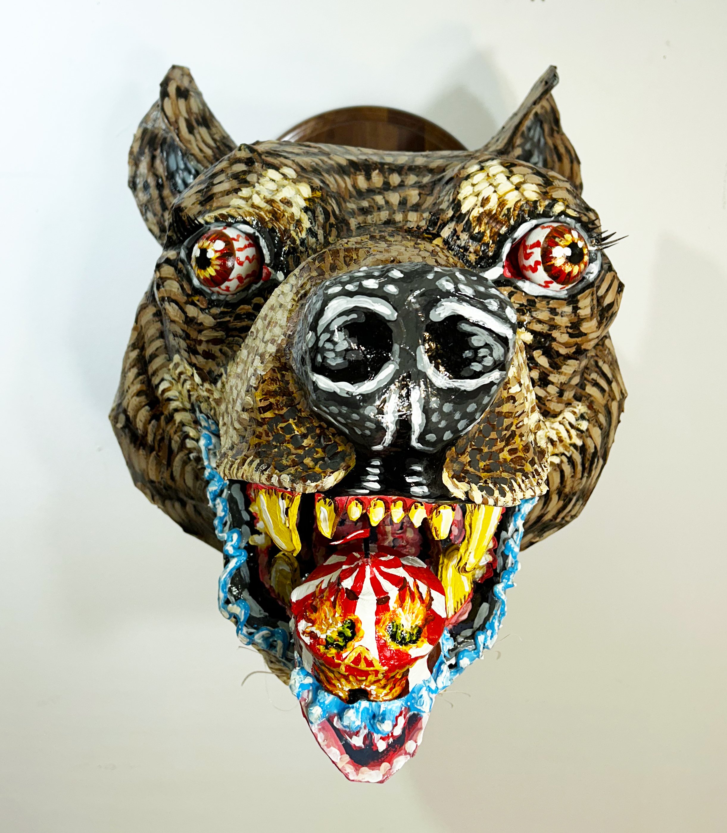 "Aftermath," 19x14x22.5", mixed media papier-mache sculpture, 2024