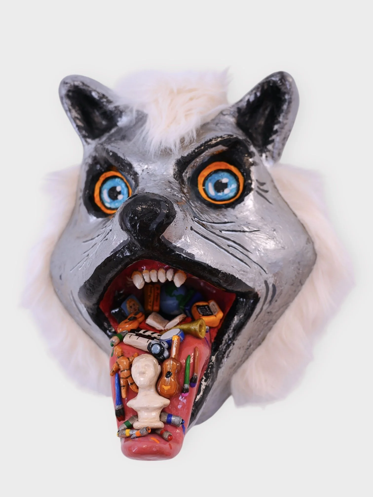 AI, 2024, Paper Mache, Acrylic Paint, Artist Resin 15 x 11 x 7 in.