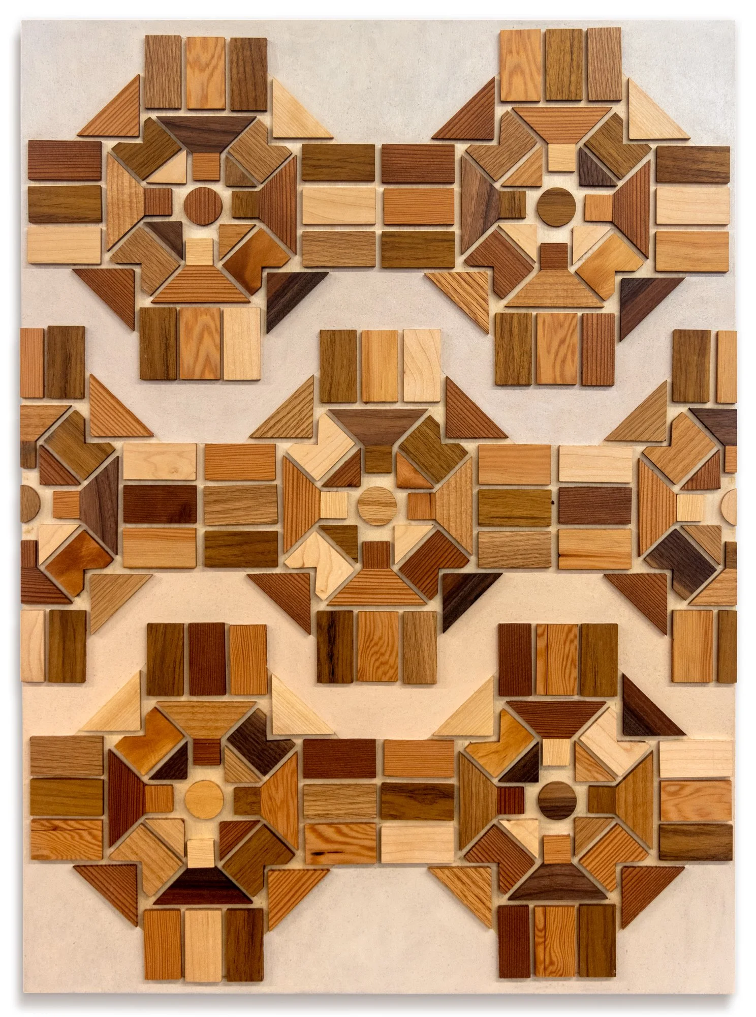 Gentleness #5, 2026, 22 x 30 in
Salvaged wood (Doglas fir, redwood, oak, maple, walnut, teak, ash) and oil on wood panel
$3000