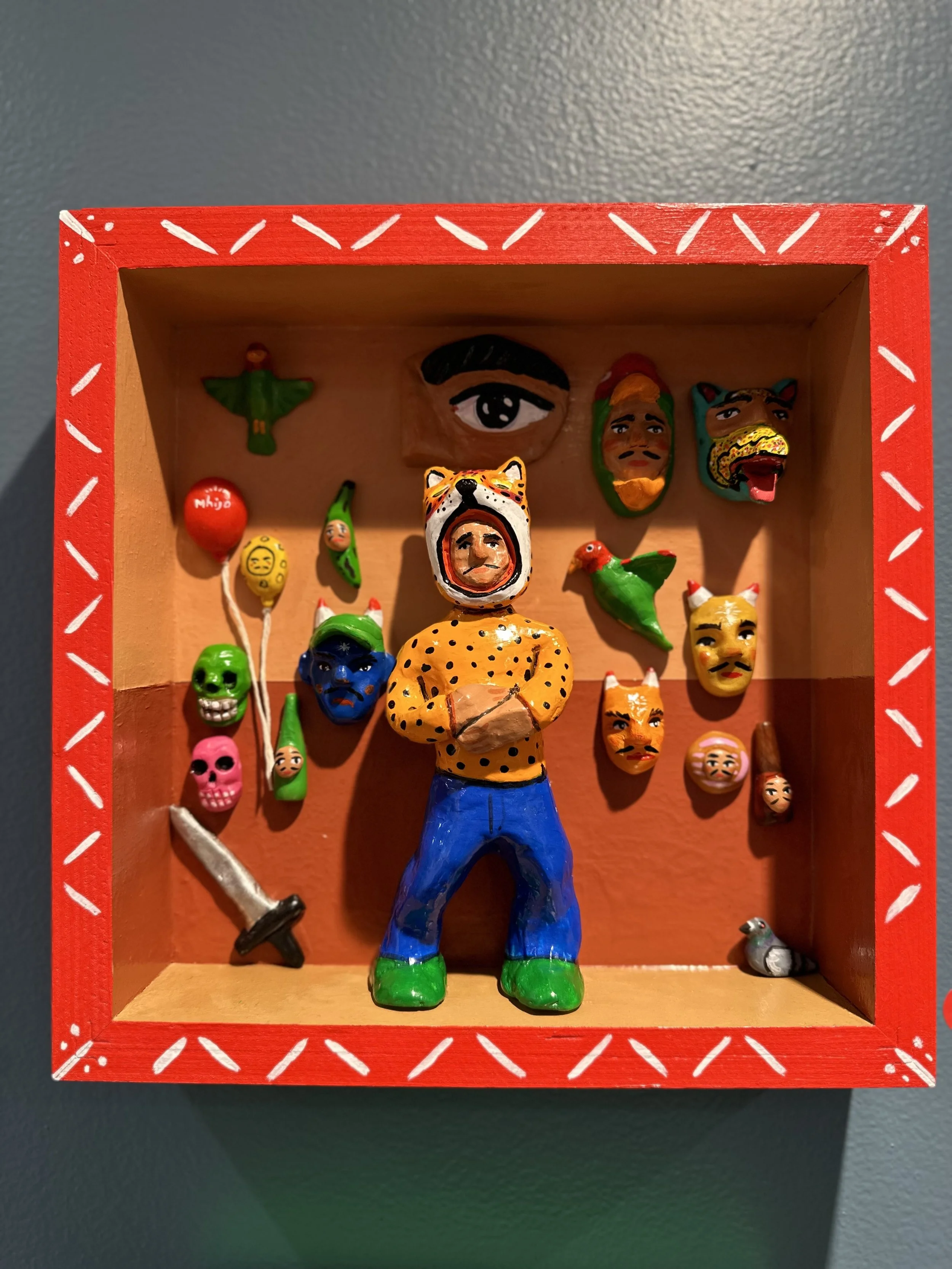 Self Portrait in Bedroom, 2024, Polymer Clay, Wood, Acrylic, 10 x 10 x 2