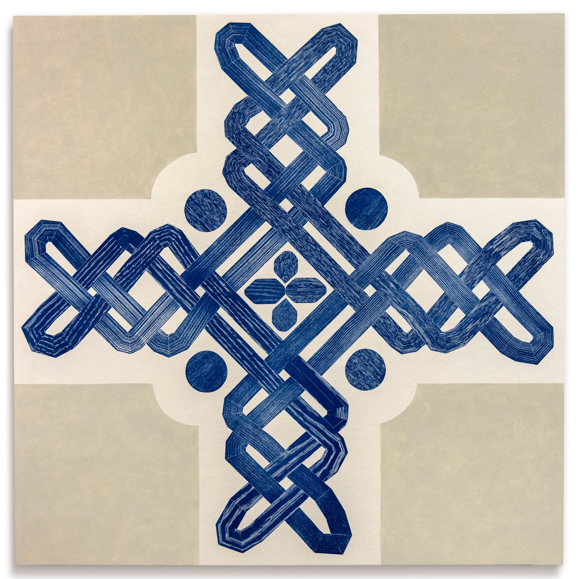 Gentleness #2, 2026, 32 x 32 in
Relief print and gouache on okawara paper
$1500