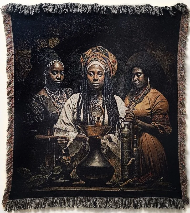 AfroFuture Past Tapestry II, 2023, Woven Jacquard tapestry with cotton fiber, Edition 1 of 3, plus artist’s proofs., 60 x 50”, $2,400