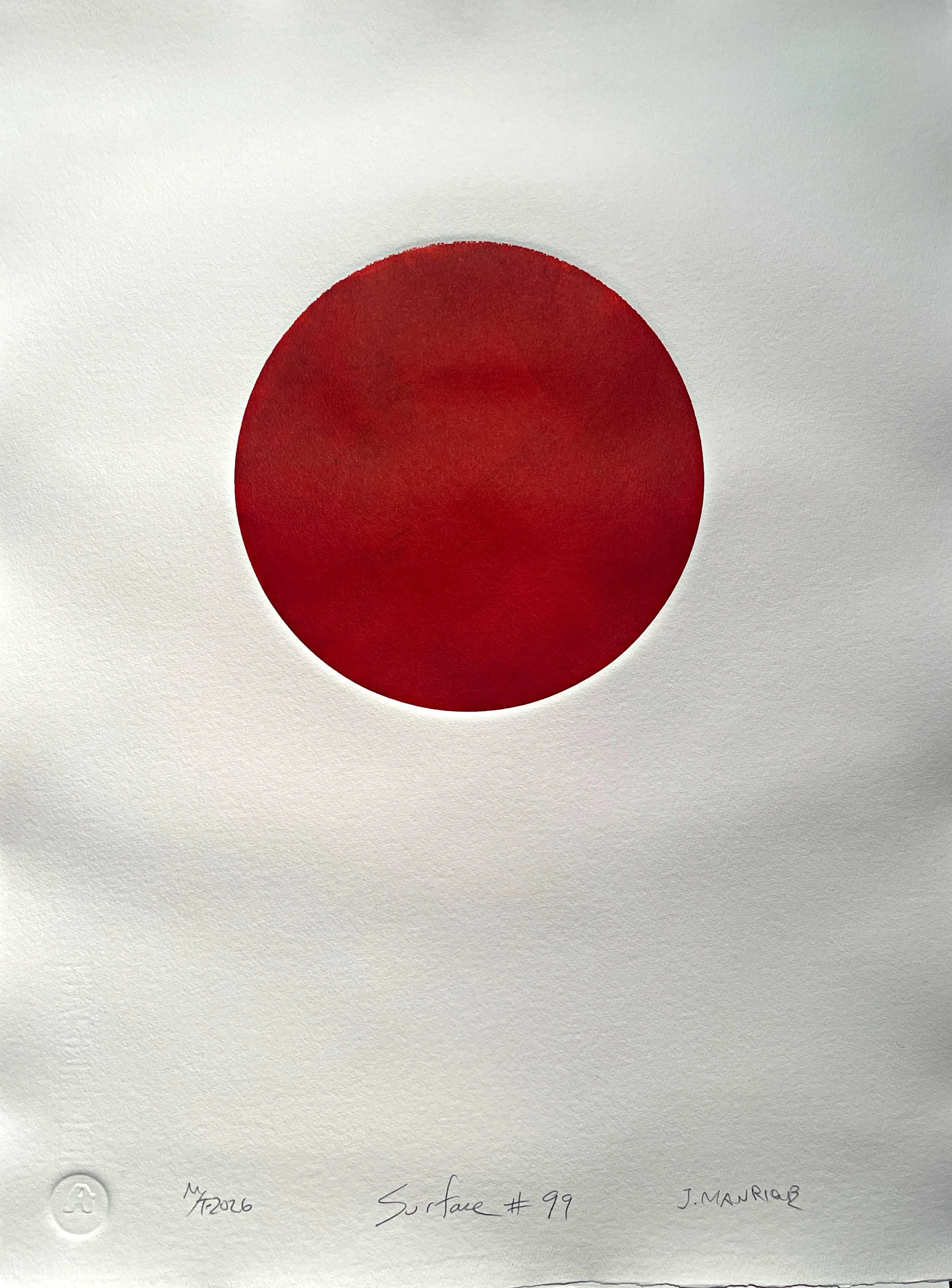 Javier Manrique, Surface #99, Monotype, 2026, 21x15.5, inches, $800