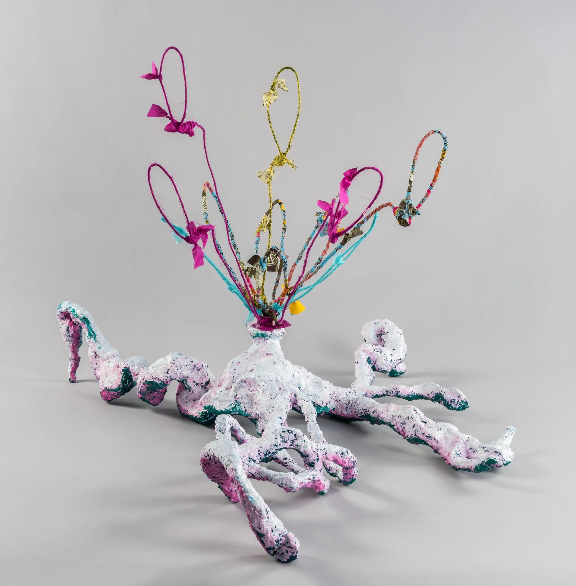 Occasional Bloom, 2025, Celluclay, Sculptamold, wire, wire mesh, wood, fabric, glue, acrylic paint, 28 x 32-½ x 39 in.
$1,200