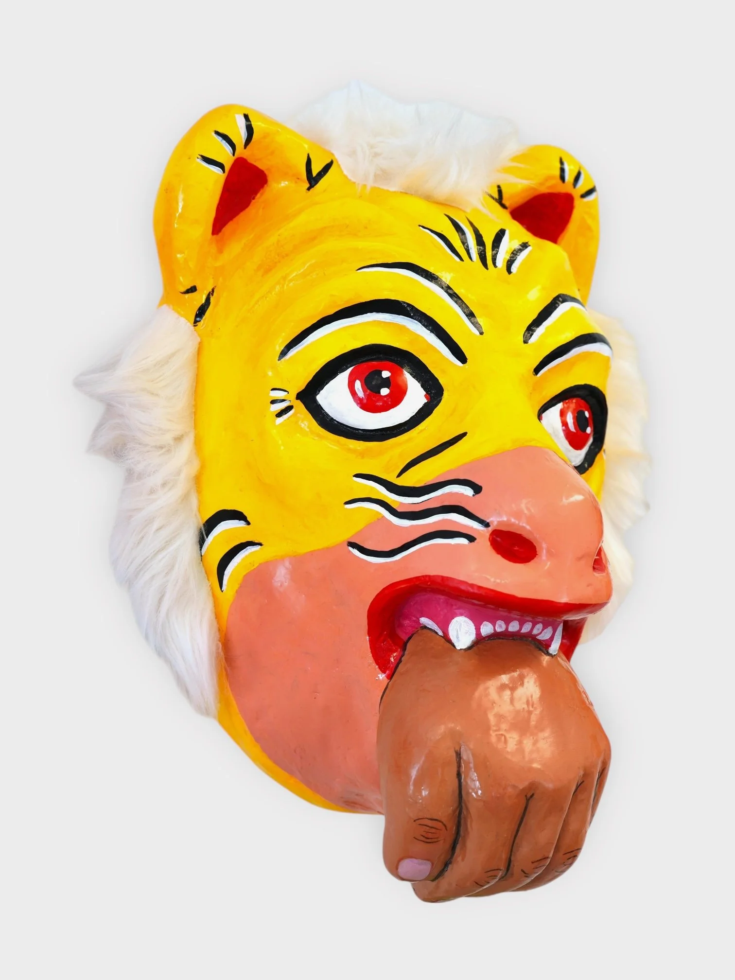 Eating Me Alive, 2024, Paper Mache, Acrylic Paint, Artist Resin 16 x 12 x 8 in.