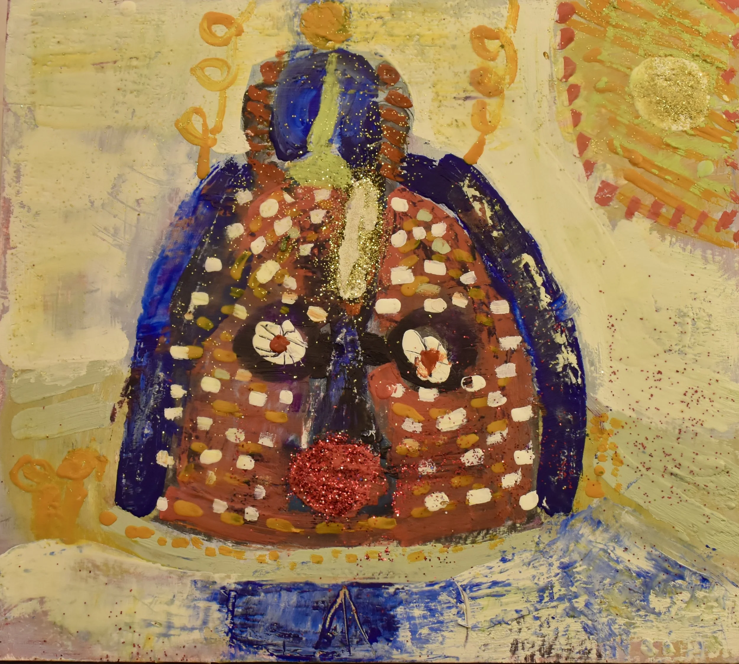 Dome Head, 2024, Oil/Wax/Panel, 16 x 16"