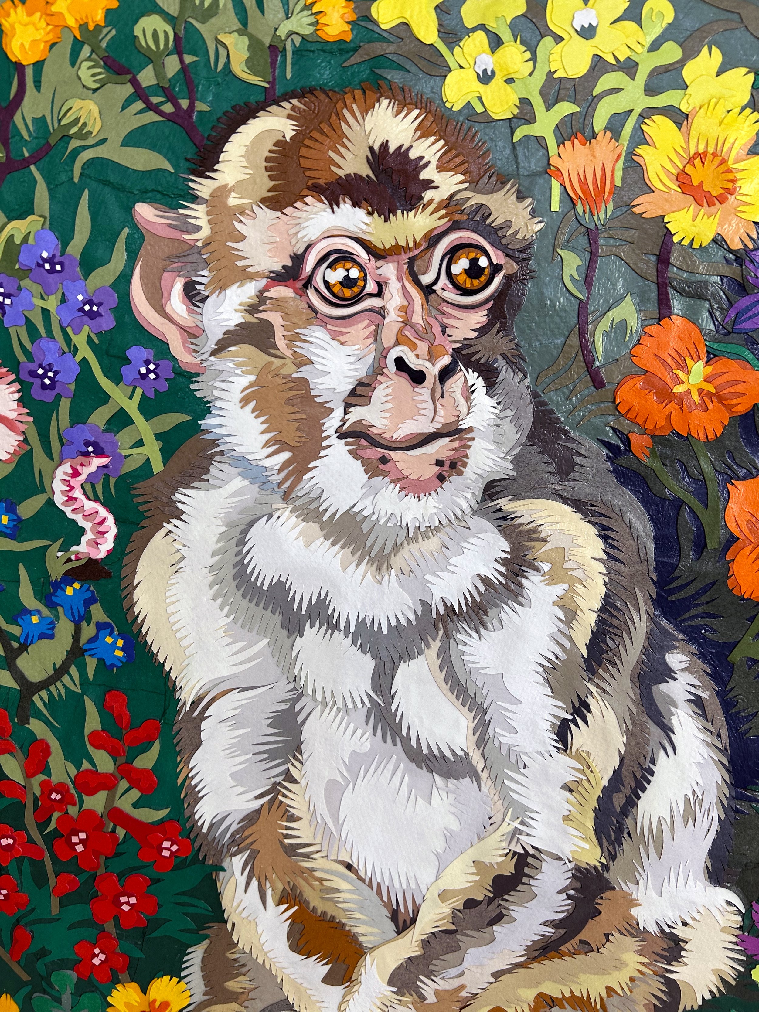 "Something Nice," 20x16", hand cut paper and gel medium on wood panel, 2025