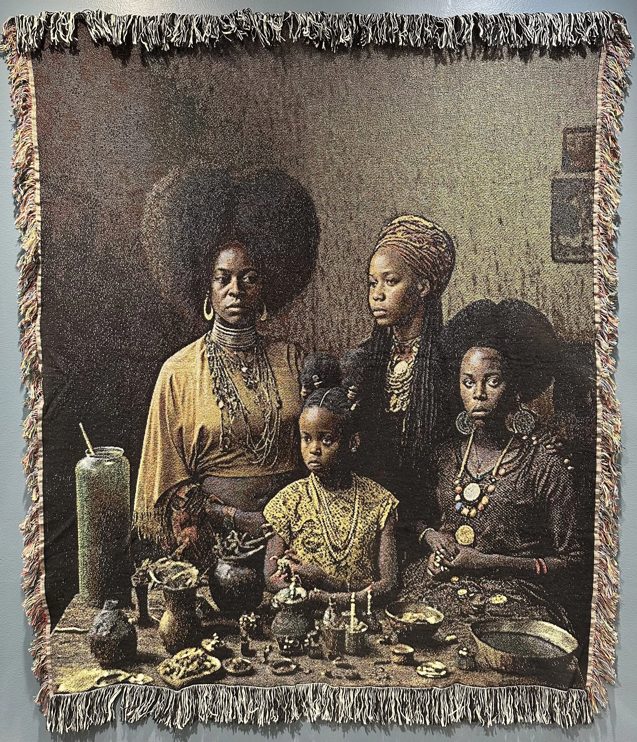 AfroFuture Past Tapestry III, 2023, Woven Jacquard tapestry with cotton fiber, Edition 1 of 3, plus artist’s proofs., 60 x 50”, $2,400