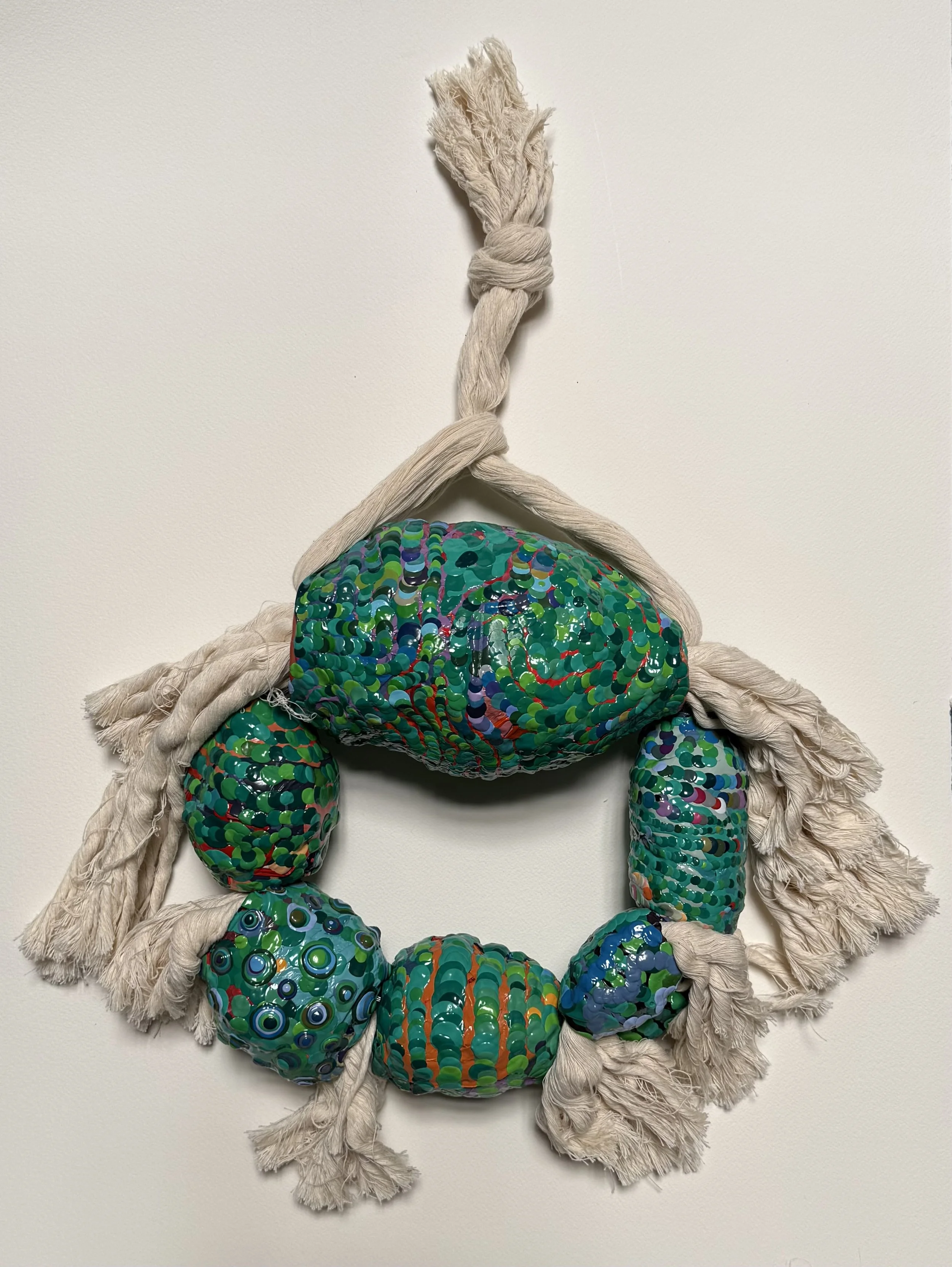 Bussie Parker Kehoe, Untitled, 2024, 12”x12”x4”,
Reclaimed house paint and cotton rope
scraps
$400