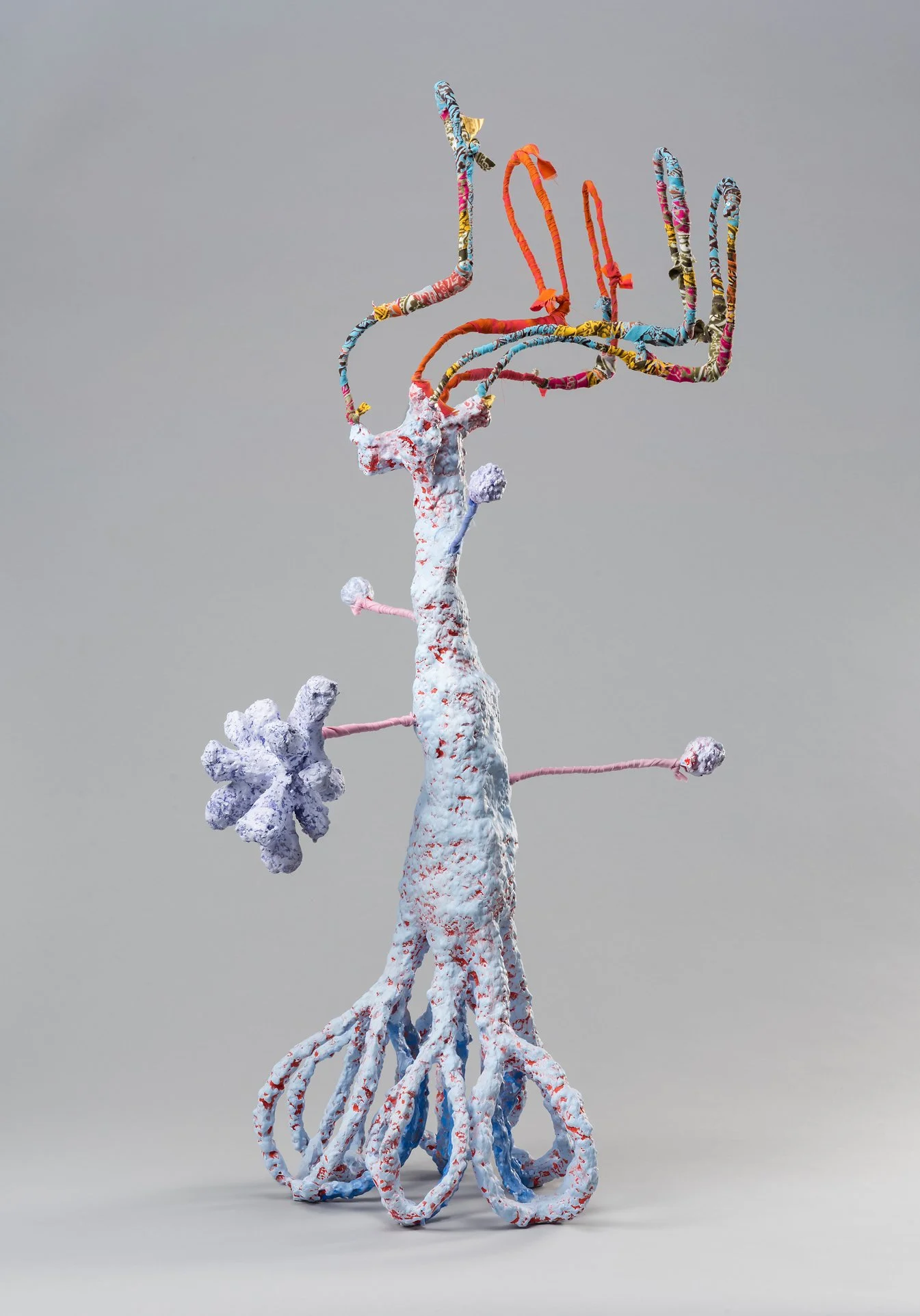 Pollenhead, 2024, Celluclay, Sculptamold, wire, wire mesh, fabric, acrylic paint, 33-½ x 17 x 11-½ in.
