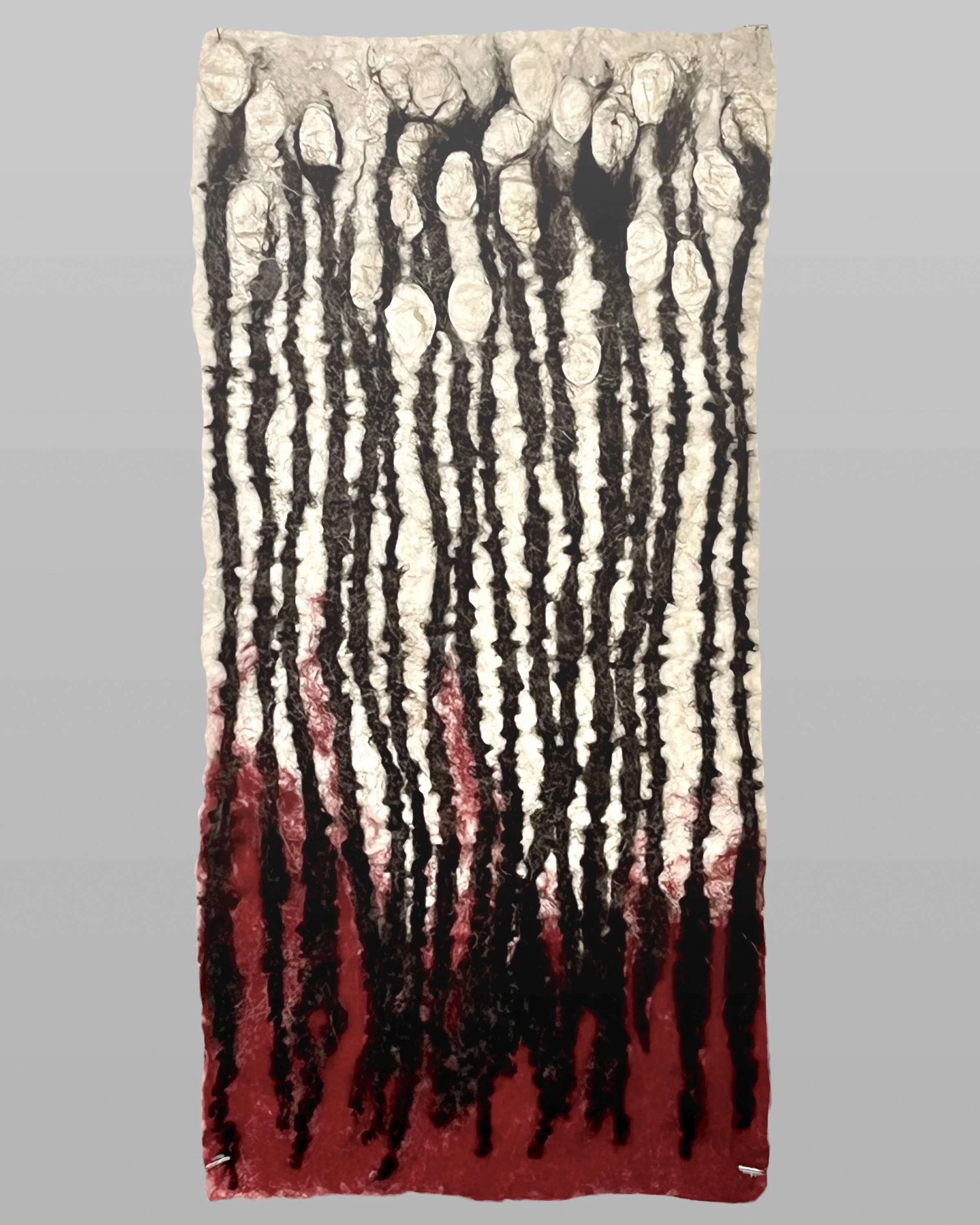 Arising,  2024  2’2” x 1’  Wool, silk; Cochineal dye  $700.