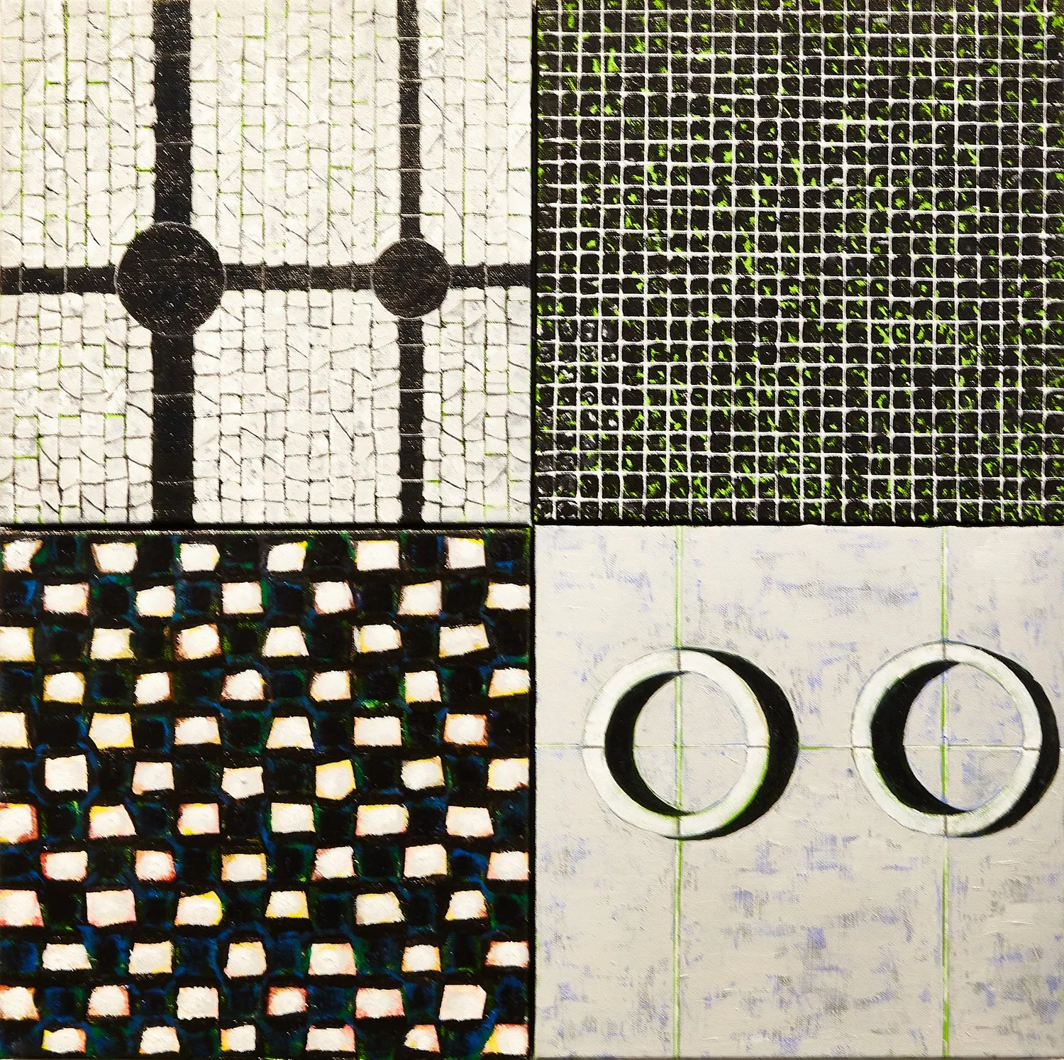 Urban Abstraction #3 - Porto, Portugal, 2025 Acrylic, Ink, and Pencil on Wood Panel
24” x 24”, $3000