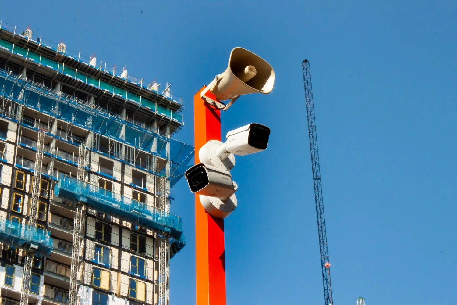 Orange pole with Camera and Speaker CCTV System