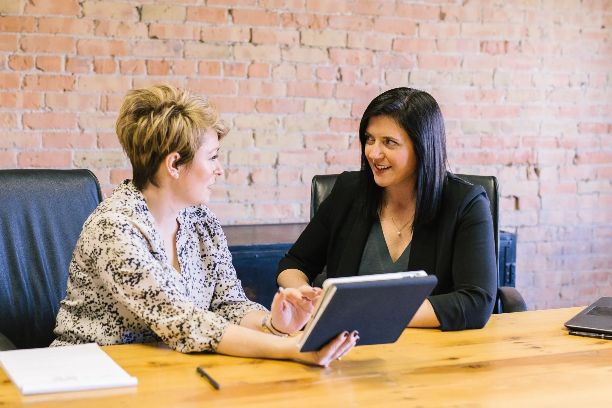 Two business women in a meeting