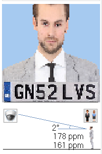 Photograph of a man with a beard wearing a gray suit and white shirt, holding a license plate sign with code GN52LYS, against a blue background.