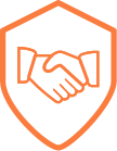 Handshake inside a shield symbol