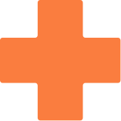An orange medical cross symbol on a white background.