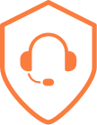 Icon of a shield with a headset and microphone