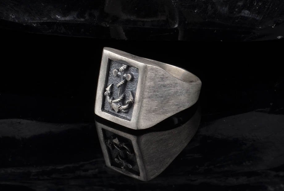 Mithril 谧银 纯手工制水手锚男士雕刻指环2.jpg