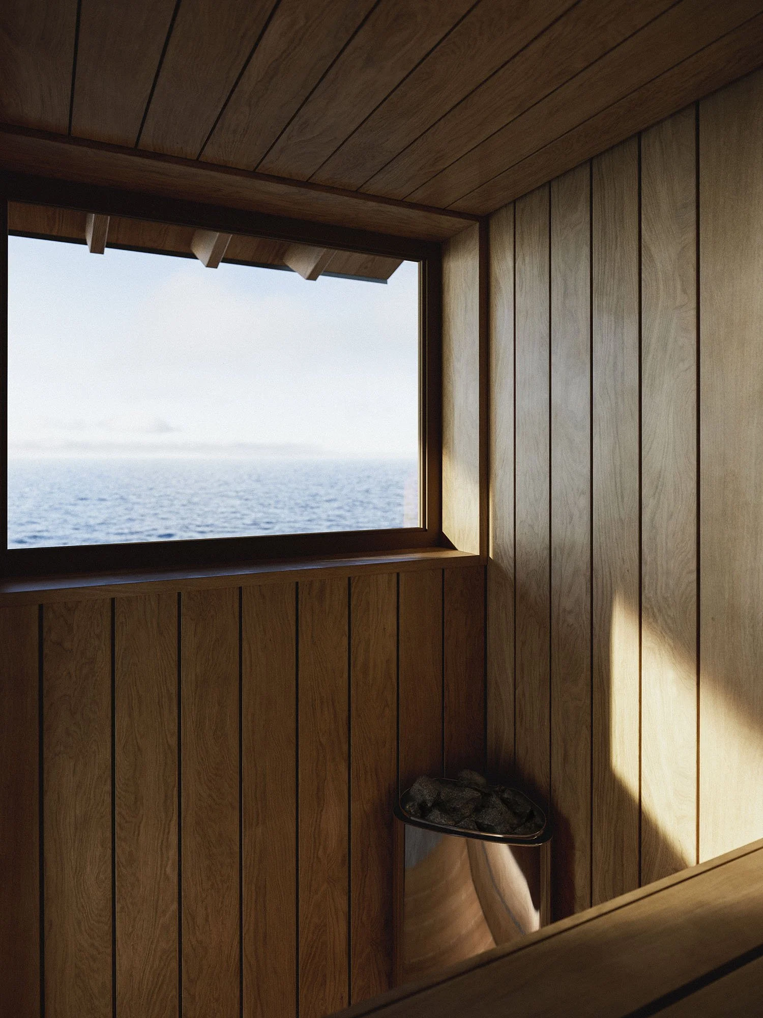 木の温もりに包まれるオリジナルのサウナ