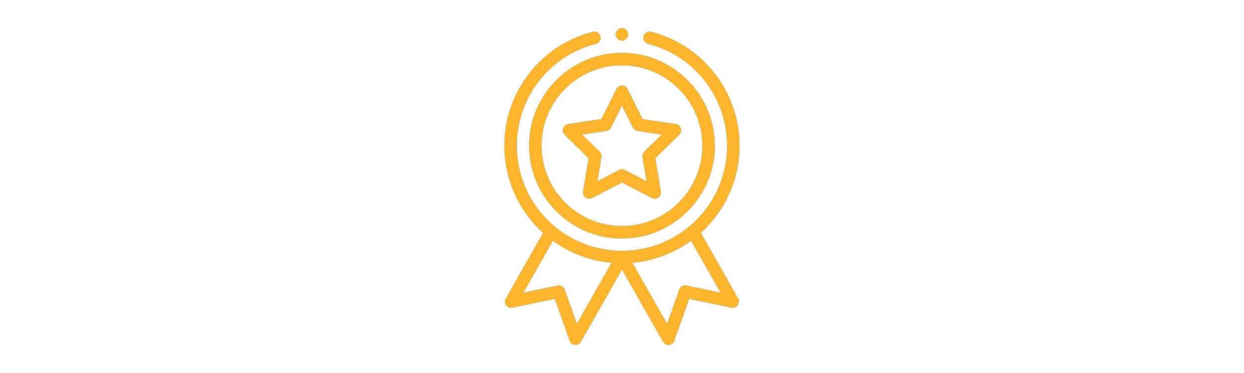 Orange outlined medal or award ribbon with a star inside on a black background.