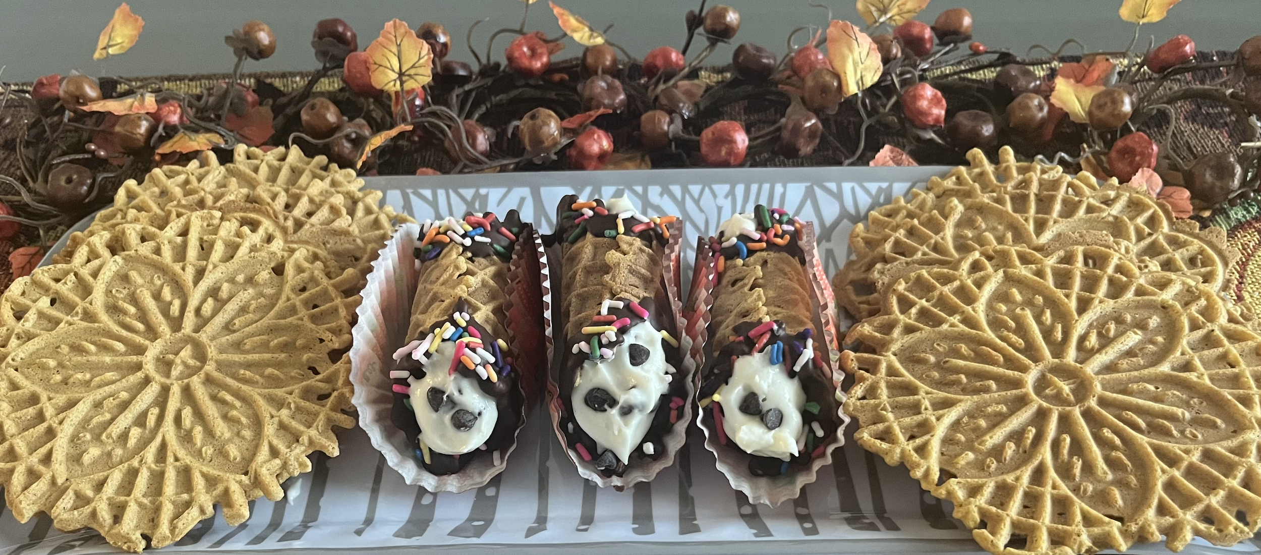 Diana's Gluten Free Pumpkin Spice Pizzelles and Cannoli Shells And Cannoli Filling