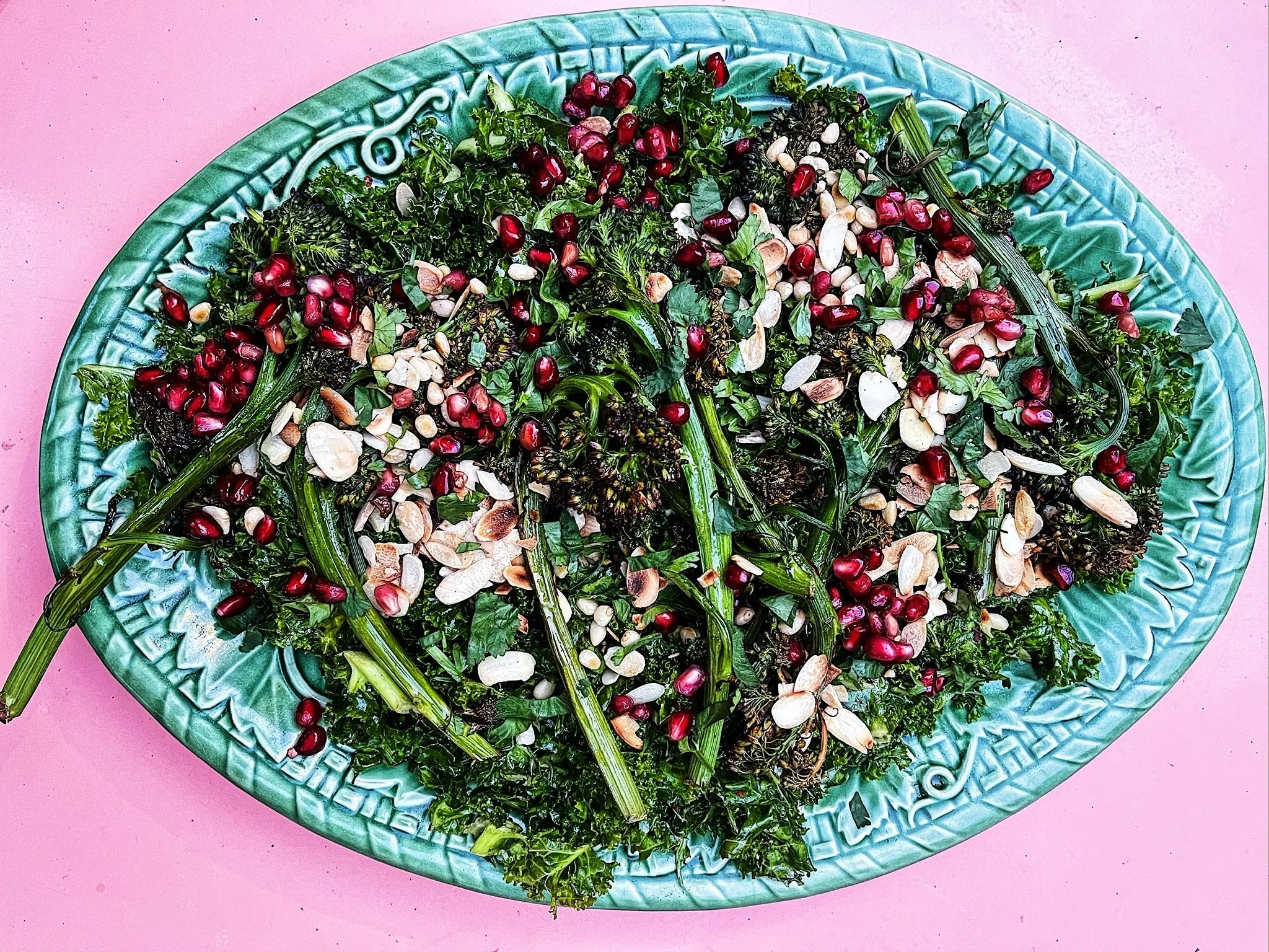 Chargrilled Broccoli with Pomegranates &amp; Toasted Almonds