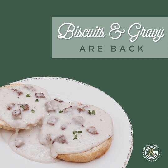 Have you heard? Our Biscuits &amp; Gravy are BACK 😱 
This warm and fluffy duo with our house made G&amp;G biscuit is topped with savory sausage gravy. Is your mouth watering yet? Start your morning off with our biscuits &amp; gravy! 

#foodie #arlin