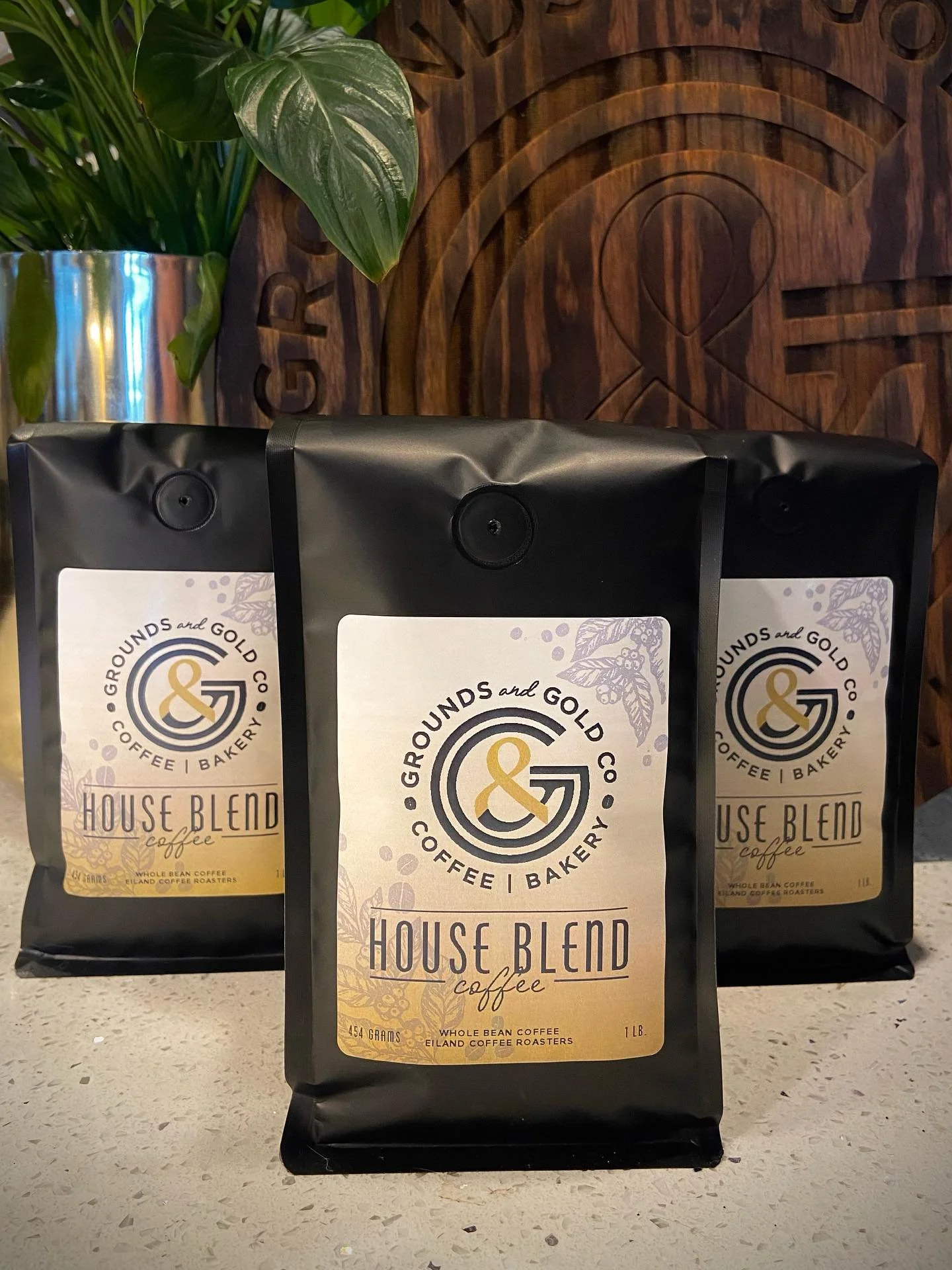 New on the scene! 🥳Our Grounds and Gold medium-dark roast is now our signature house blend ☕️ receive a FREE drip coffee when you grab one in store✨