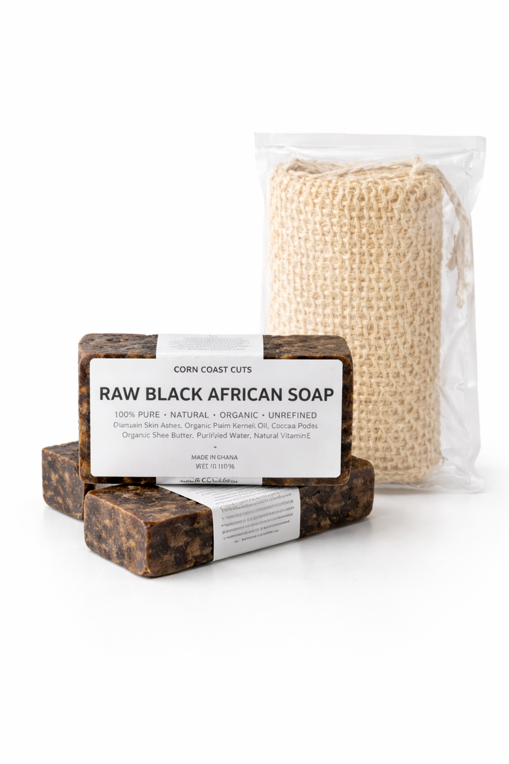 Corn Coast Cuts Black African Soap – Raw Natural Cleansing Bar | 8 oz